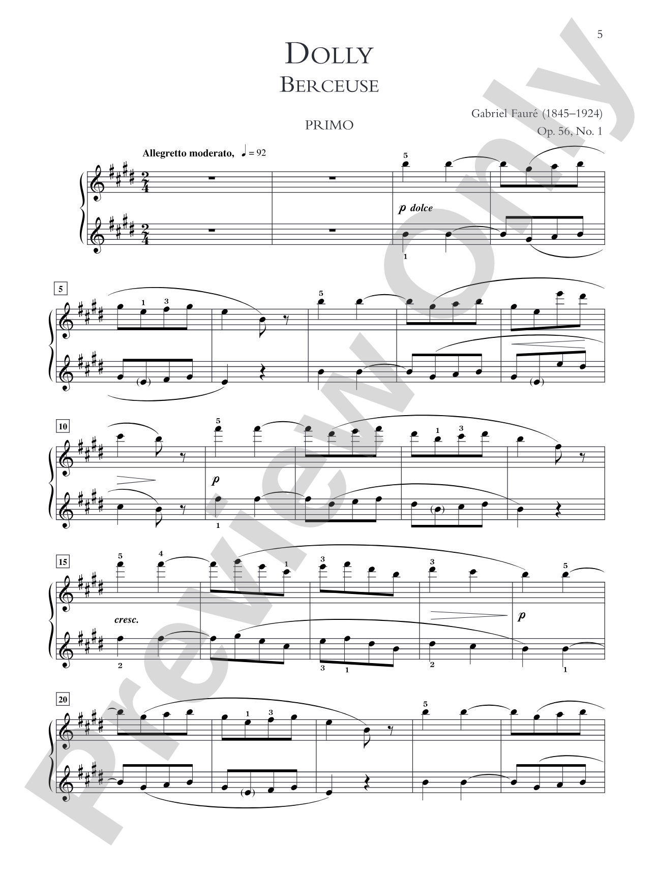 Fauré: Dolly Suite, Opus 56 - Piano Duet (1 Piano, 4 Hands): Piano Duet (1 Piano, 4 Hands)