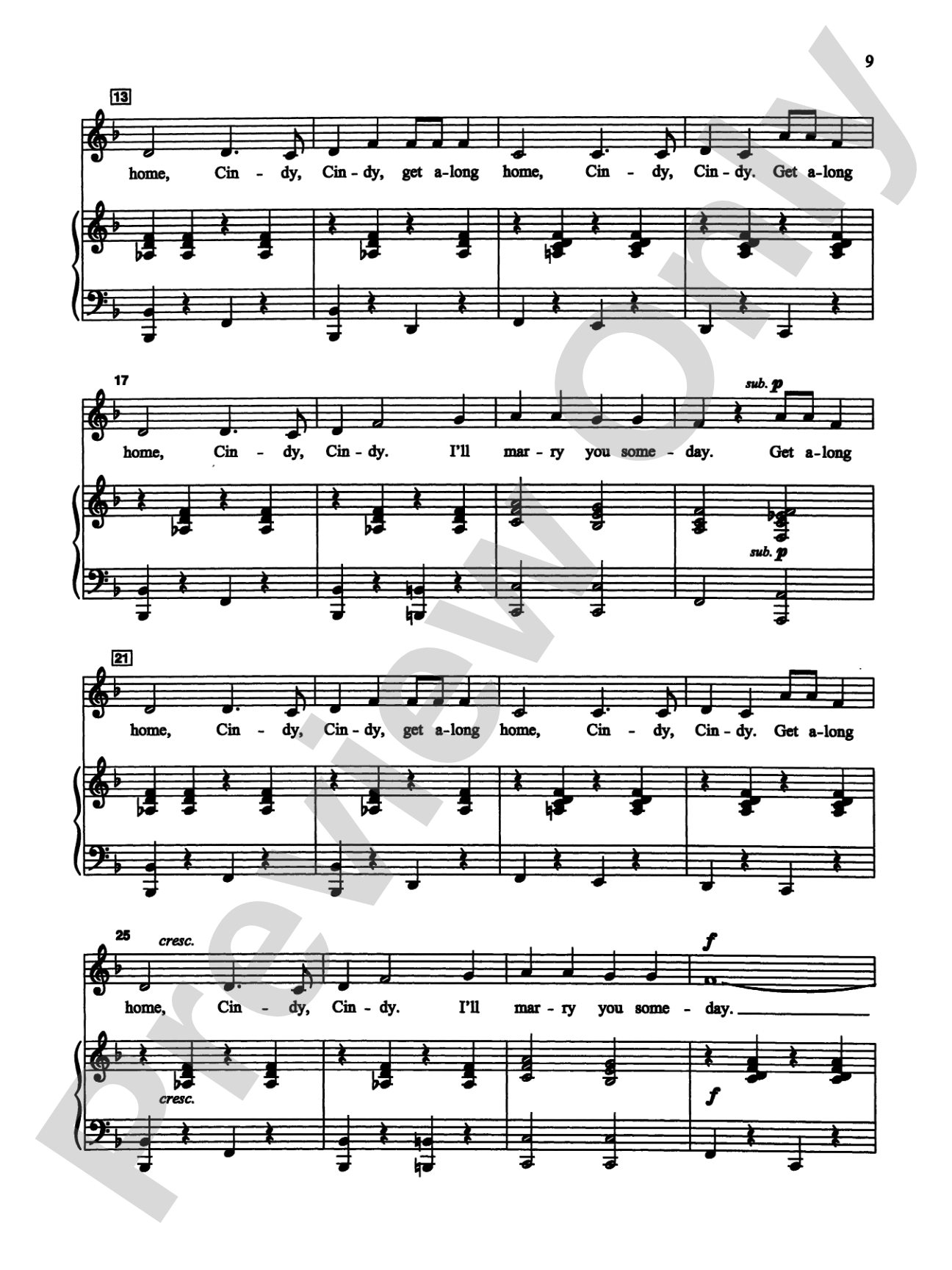 Cindy - Piano/Vocal Solo (Medium High): Piano/Vocal Solo (Medium High)
