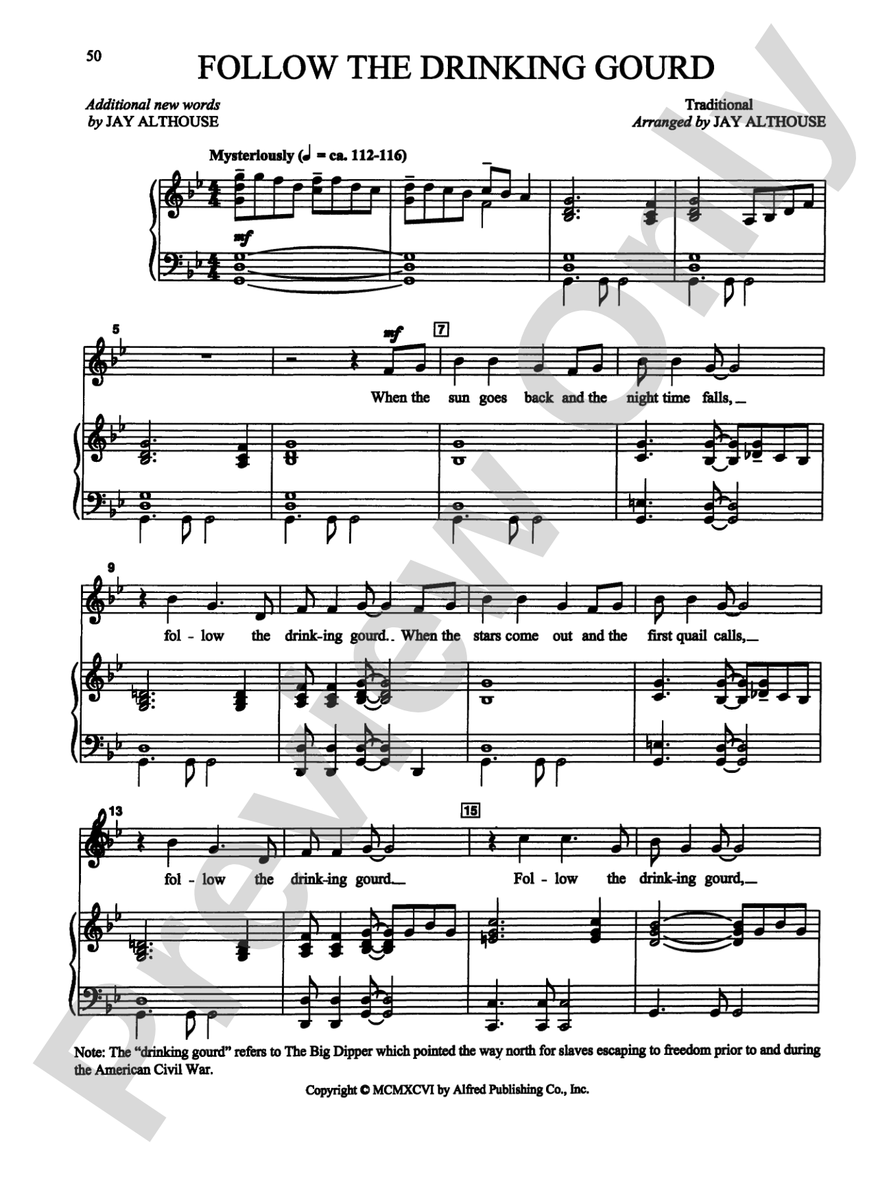 Follow the Drinking Gourd - Piano/Vocal Solo (Medium High): Piano/Vocal Solo (Medium High)
