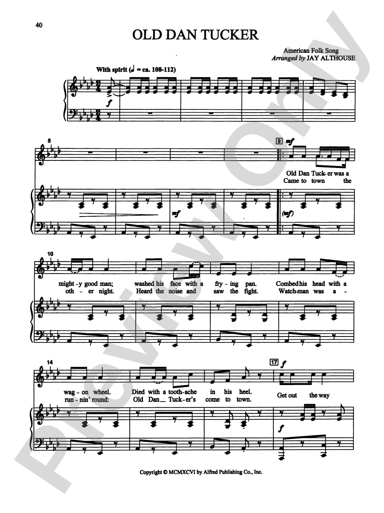 Old Dan Tucker - Piano/Vocal Solo (Medium High): Piano/Vocal Solo (Medium High)