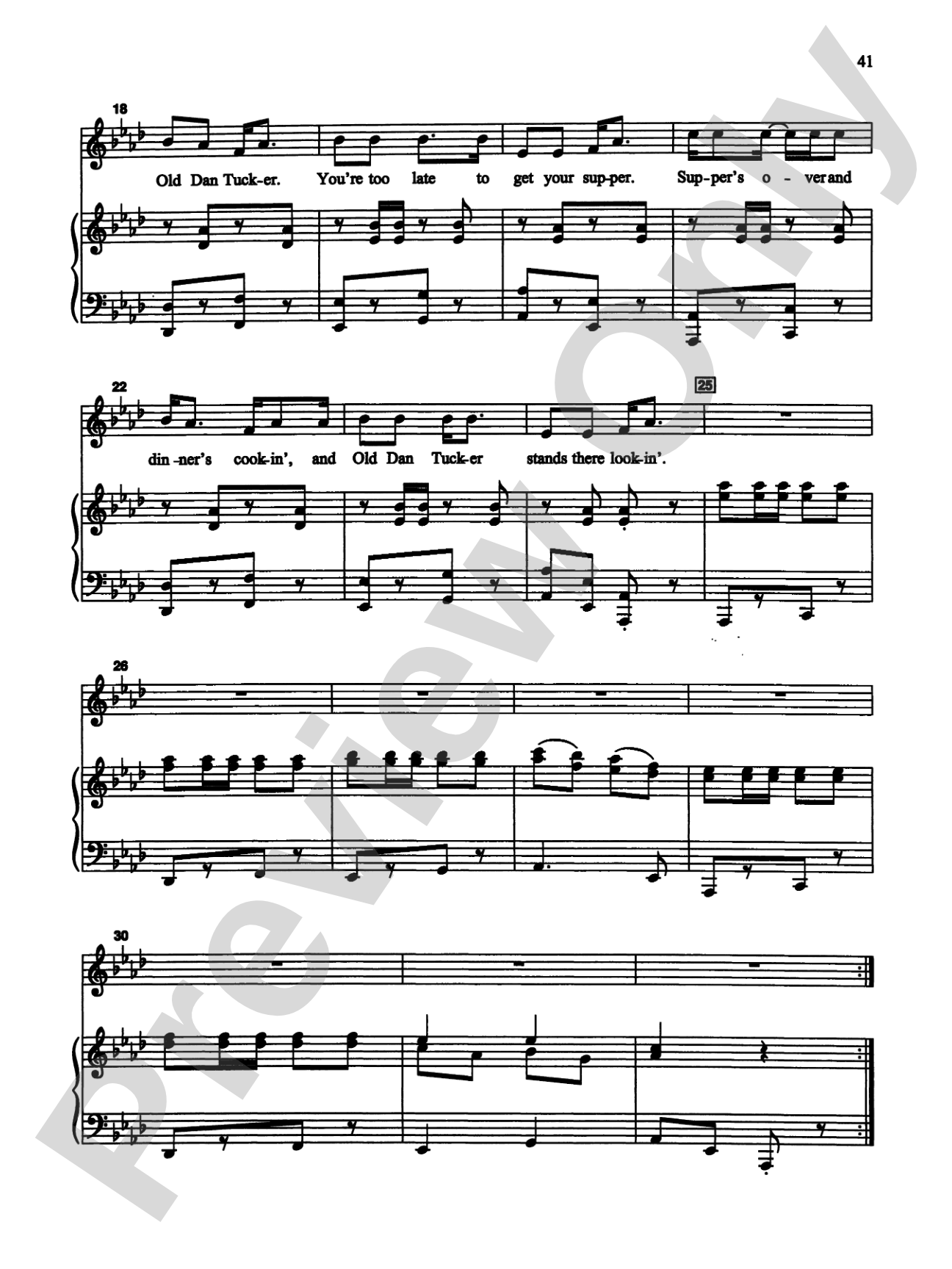 Old Dan Tucker - Piano/Vocal Solo (Medium High): Piano/Vocal Solo (Medium High)