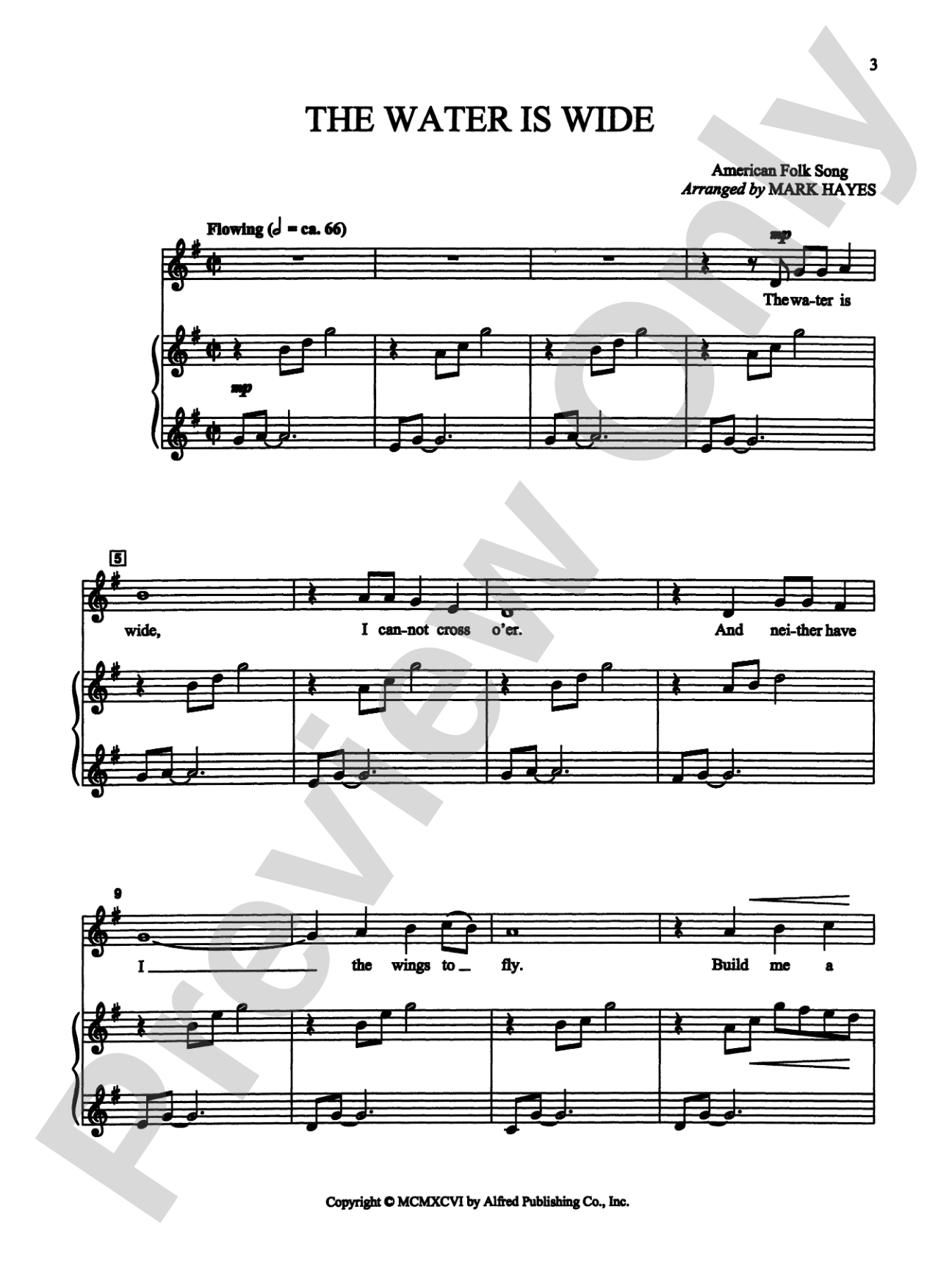 The Water Is Wide - Piano/Vocal Solo (Medium High): Piano/Vocal Solo (Medium High)