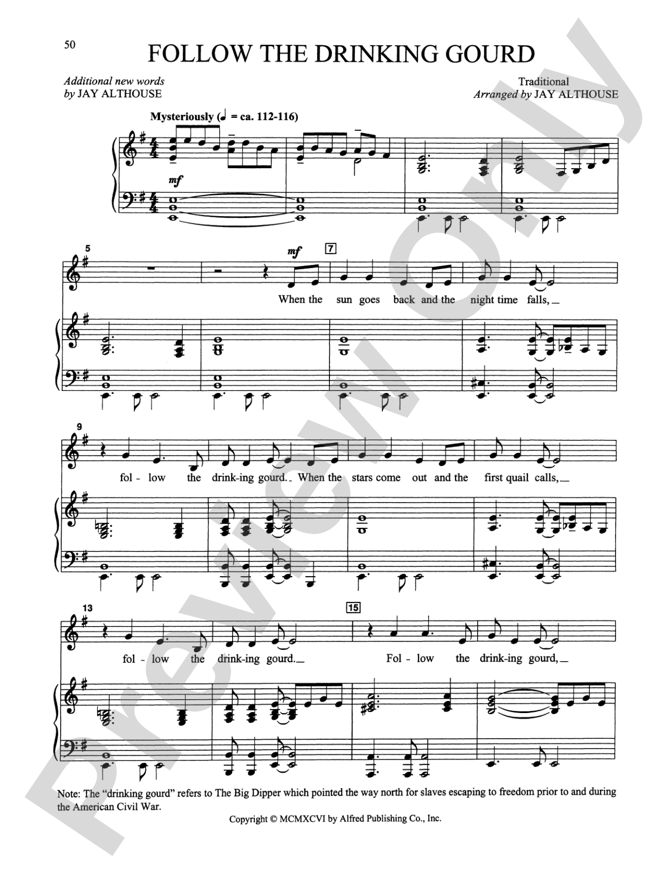 Follow the Drinking Gourd - Piano/Vocal Solo (Medium Low): Piano/Vocal Solo (Medium Low)