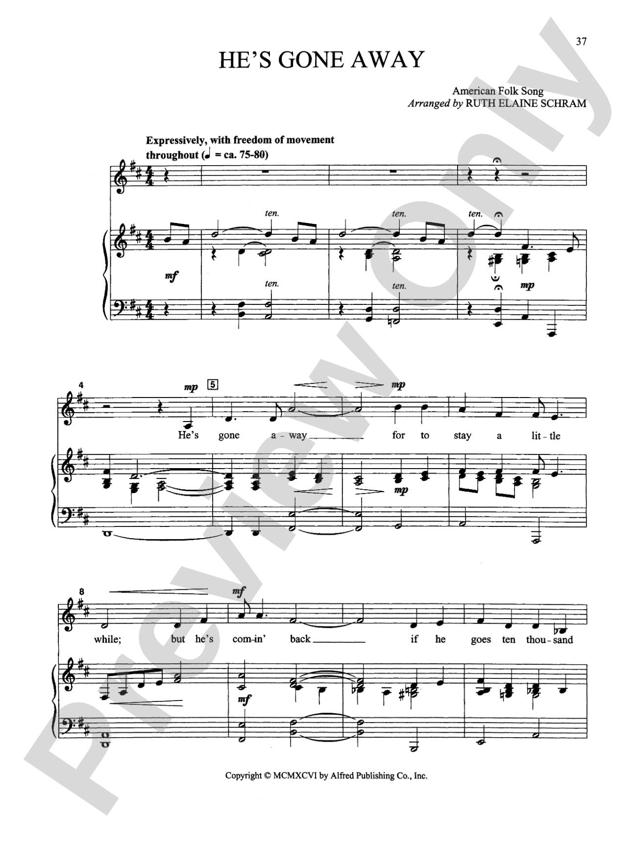 He's Gone Away - Piano/Vocal Solo (Medium Low): Piano/Vocal Solo (Medium Low)