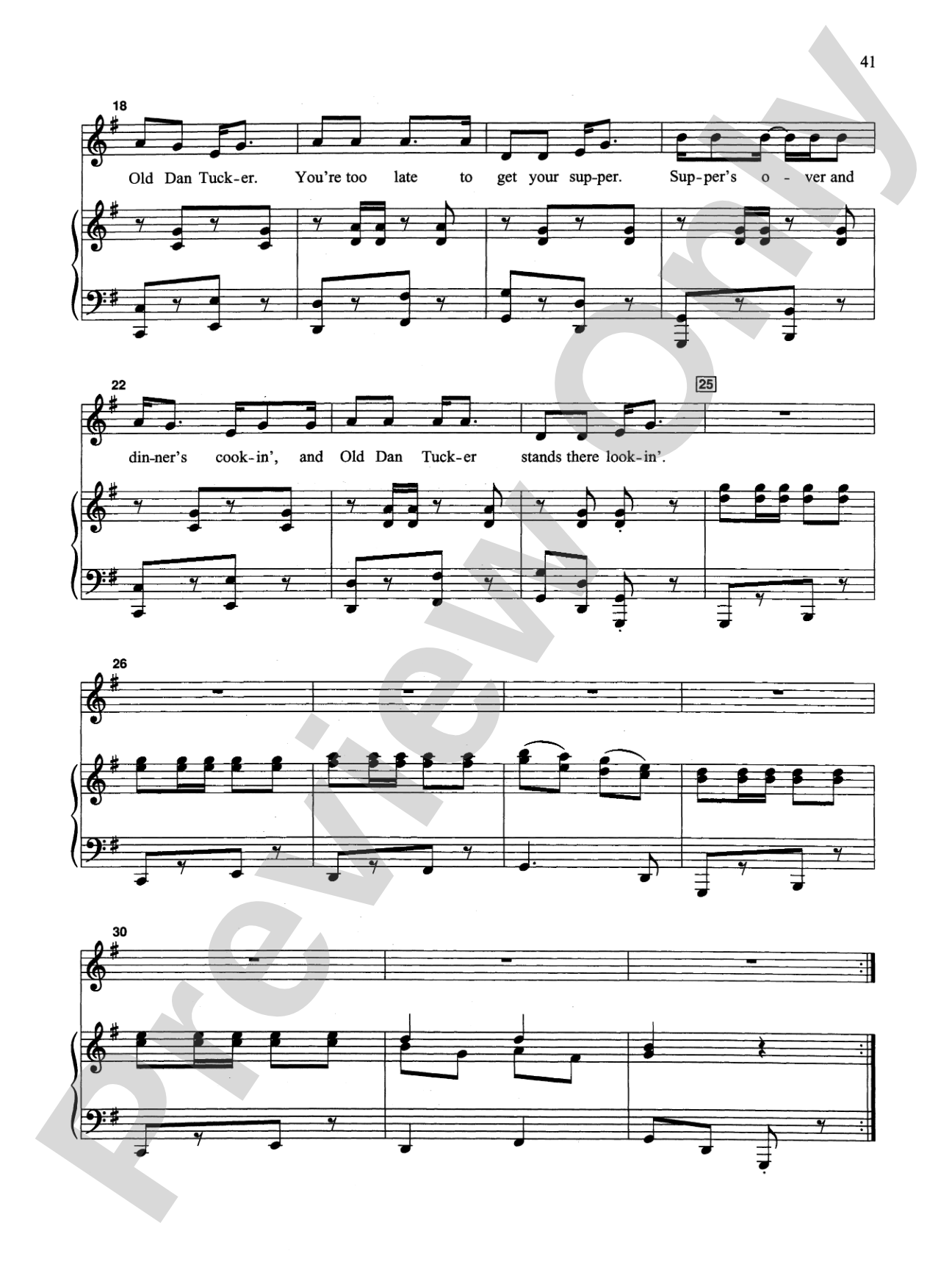 Old Dan Tucker - Piano/Vocal Solo (Medium Low): Piano/Vocal Solo (Medium Low)