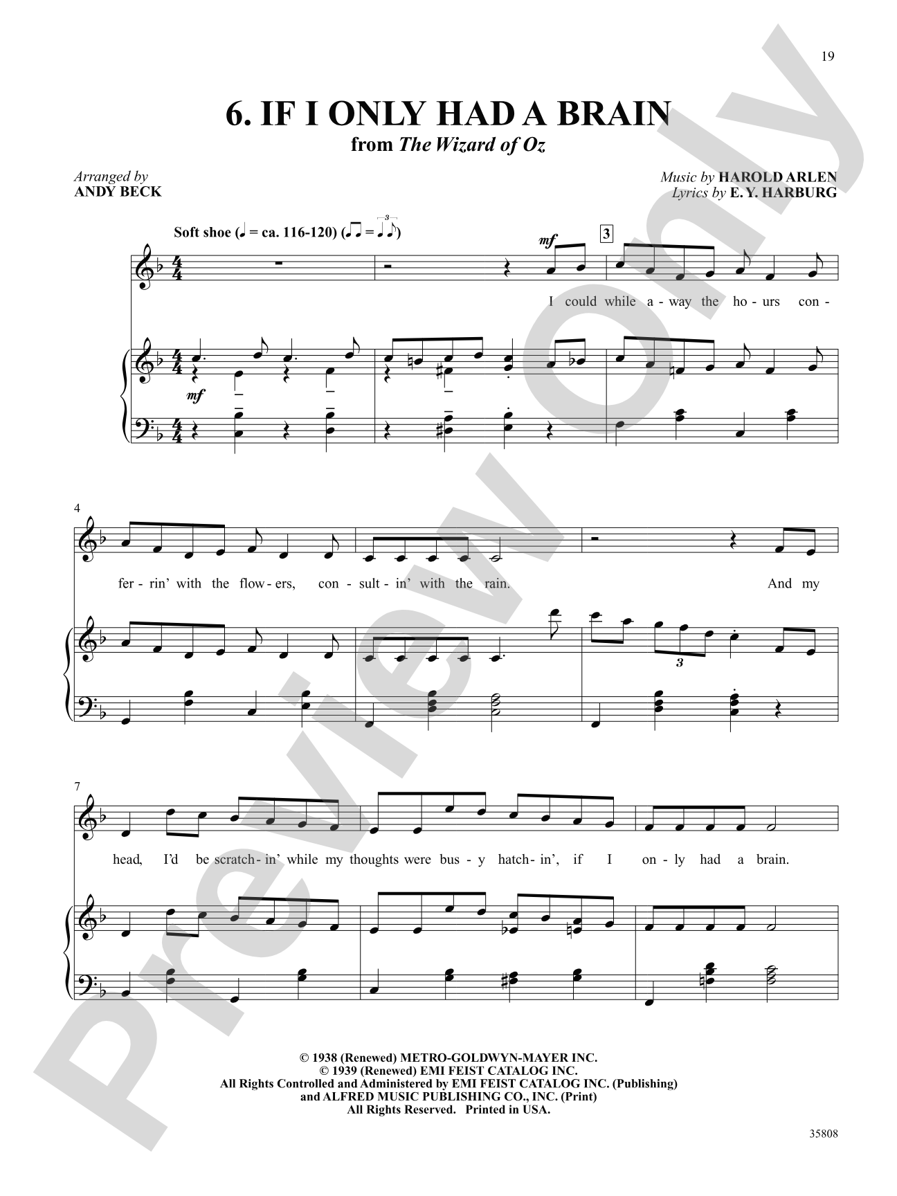 If I Only Had a Brain (from "The Wizard of Oz") - Piano/Vocal Solo with Optional Unison Reproducible Student Pages: Piano/Vocal Solo