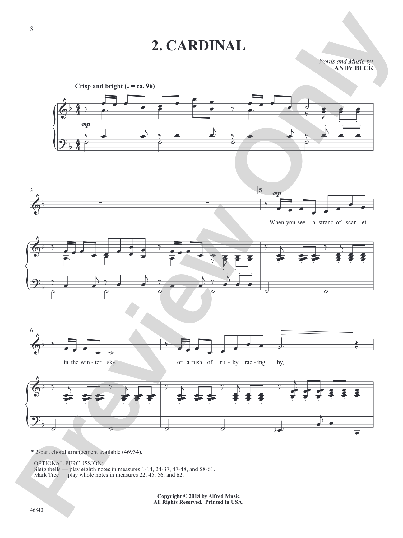 Cardinal - Piano/Vocal Solo (Medium Voice): Piano/Vocal Solo (Medium Voice)