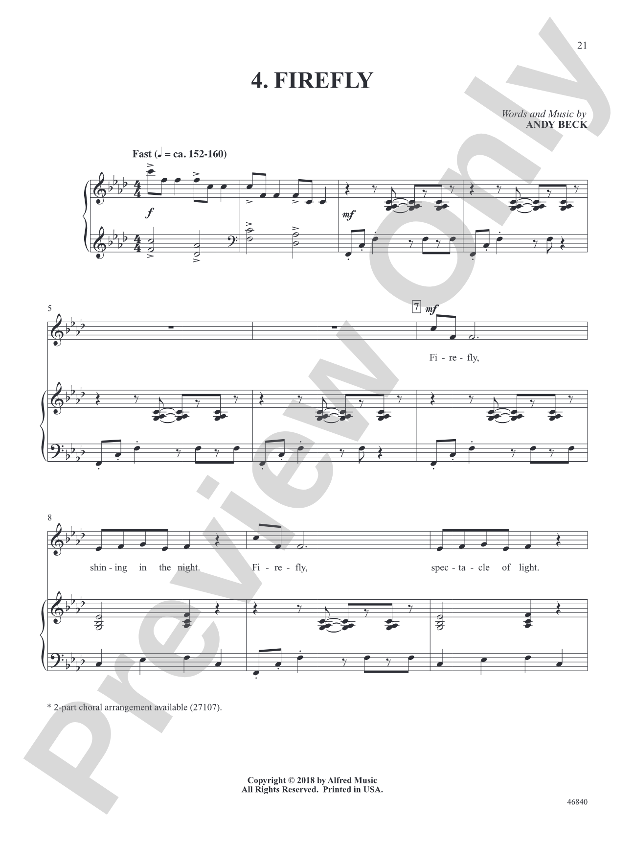 Firefly - Piano/Vocal Solo (Medium Voice): Piano/Vocal Solo (Medium Voice)