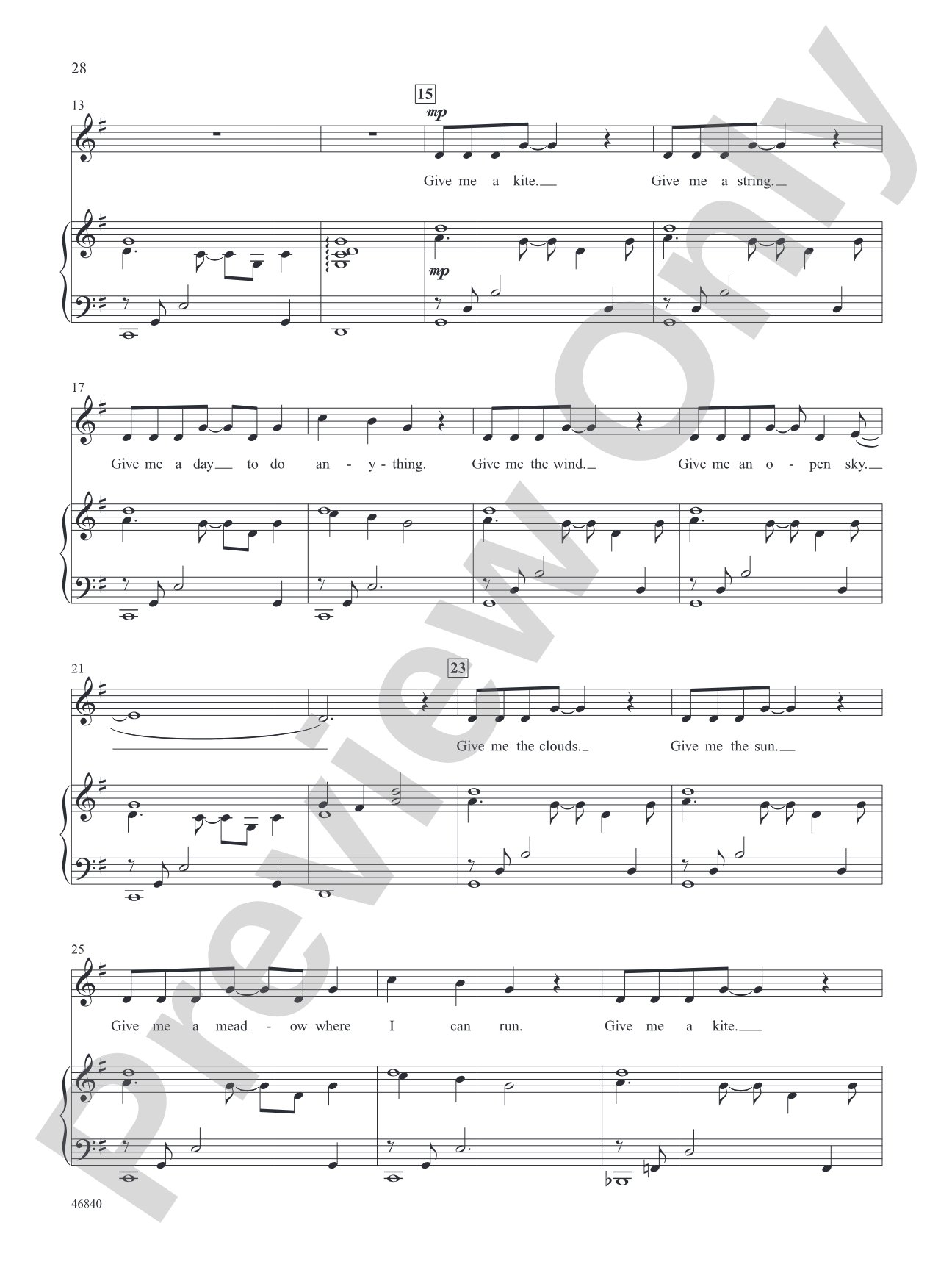 Give Me a Kite - Piano/Vocal Solo (Medium Voice): Piano/Vocal Solo (Medium Voice)