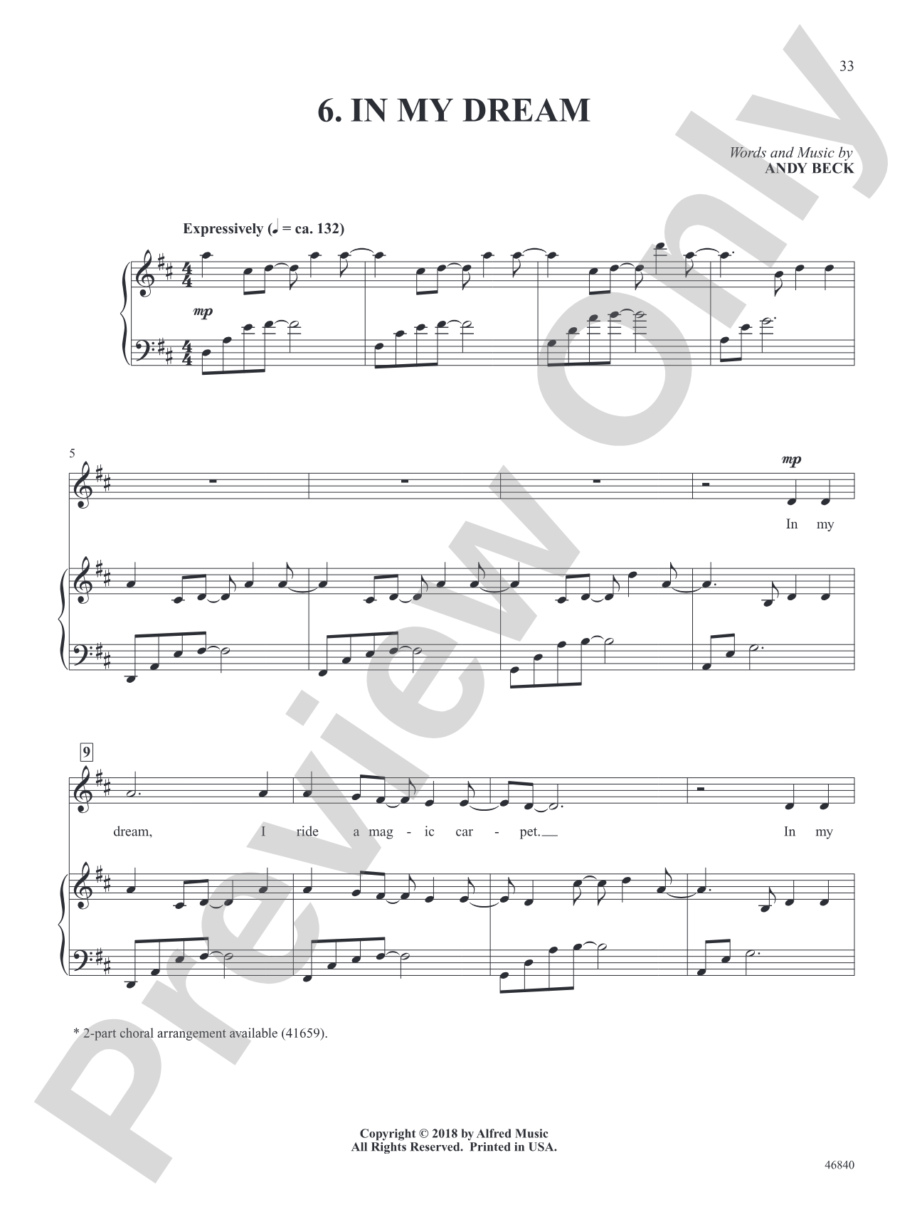 In My Dream - Piano/Vocal Solo (Medium Voice): Piano/Vocal Solo (Medium Voice)