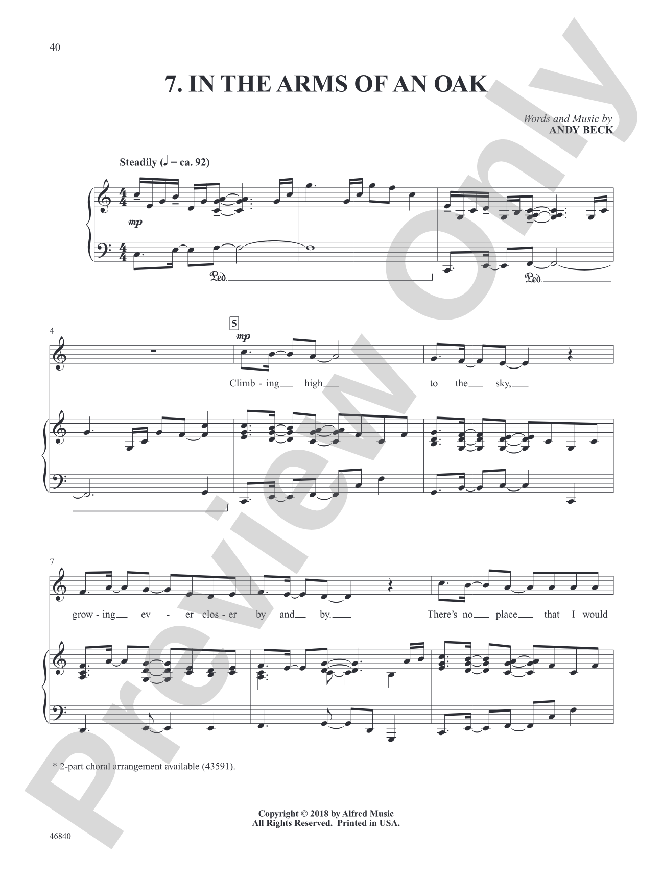 In the Arms of an Oak - Piano/Vocal Solo (Medium Voice): Piano/Vocal Solo (Medium Voice)