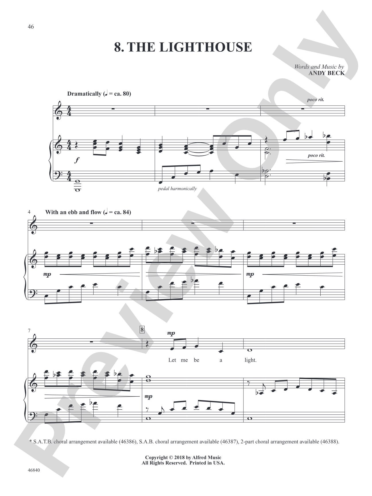 The Lighthouse - Piano/Vocal Solo (Medium Voice): Piano/Vocal Solo (Medium Voice)
