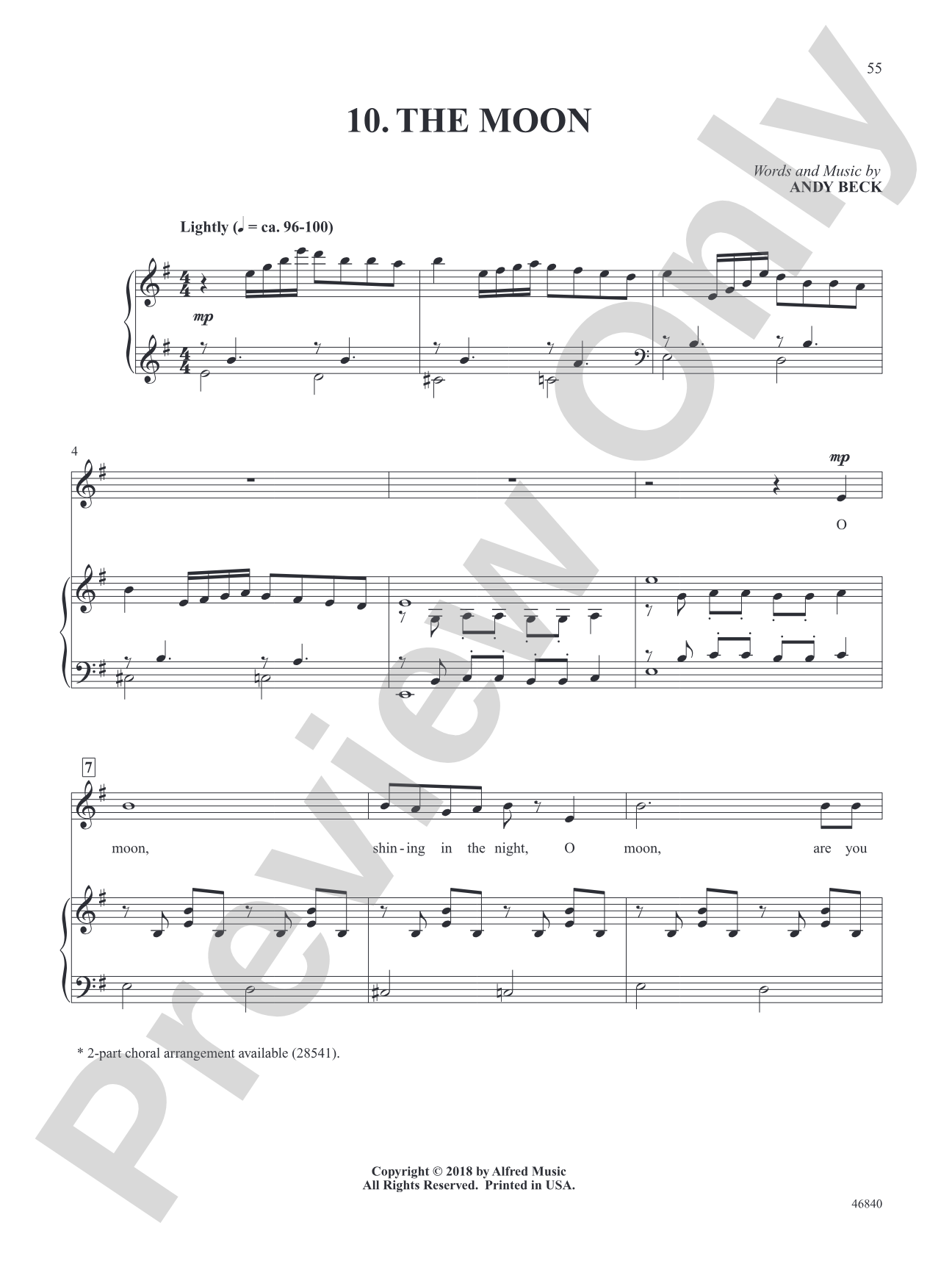 The Moon - Piano/Vocal Solo (Medium Voice): Piano/Vocal Solo (Medium Voice)