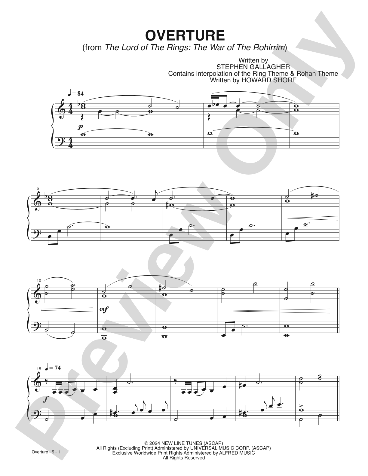 Overture (from <i>The Lord of The Rings: The War of The Rohirrim<i>): Easy Piano