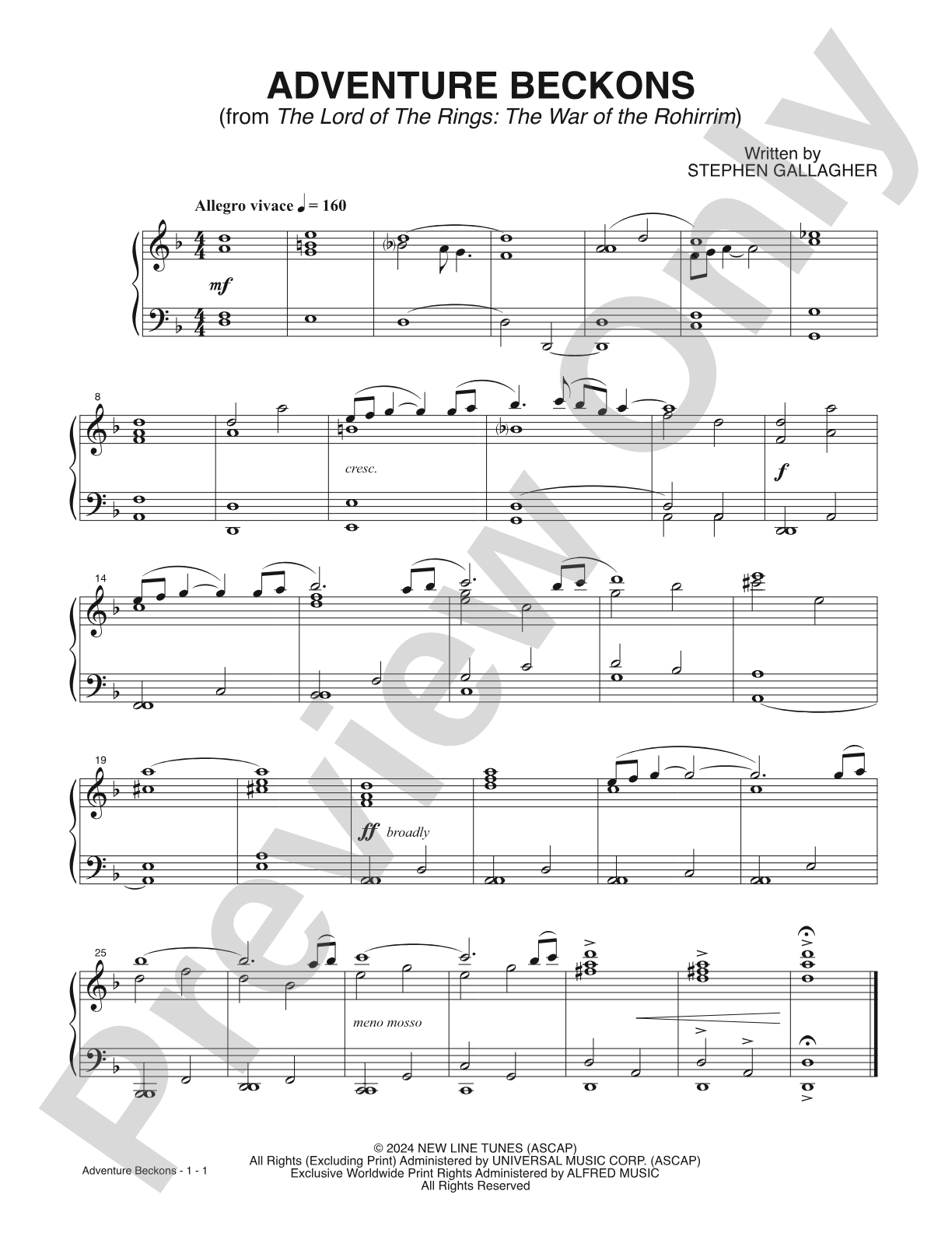 Adventure Beckons (from <i>The Lord of The Rings: The War of The Rohirrim<i>): Easy Piano