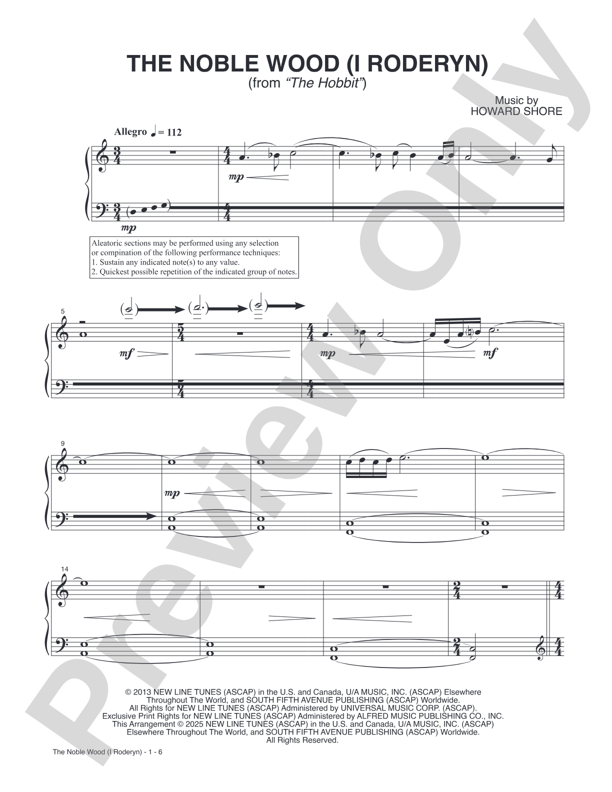 The Noble Wood (I Roderyn) (from <i>"The Hobbit"</i>): Easy Piano