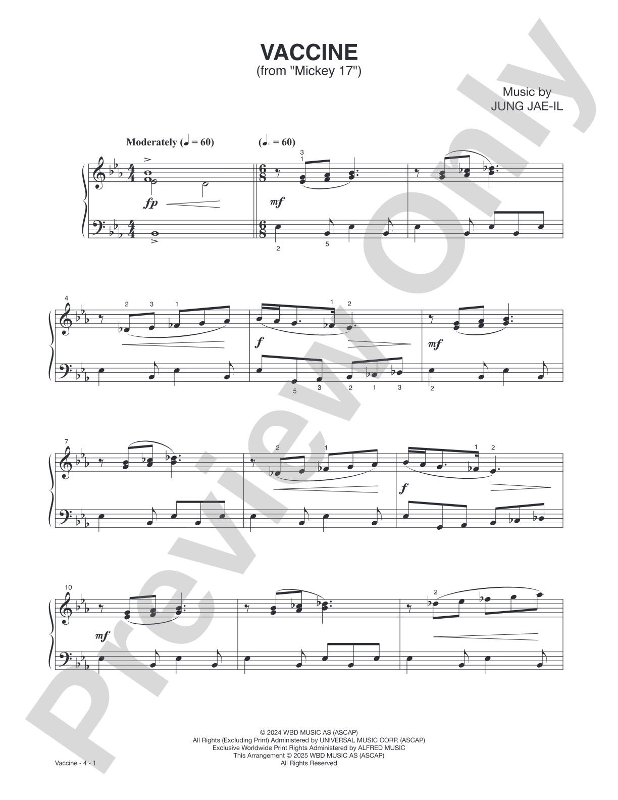 Vaccine (from "Mickey 17"): Piano Sheet