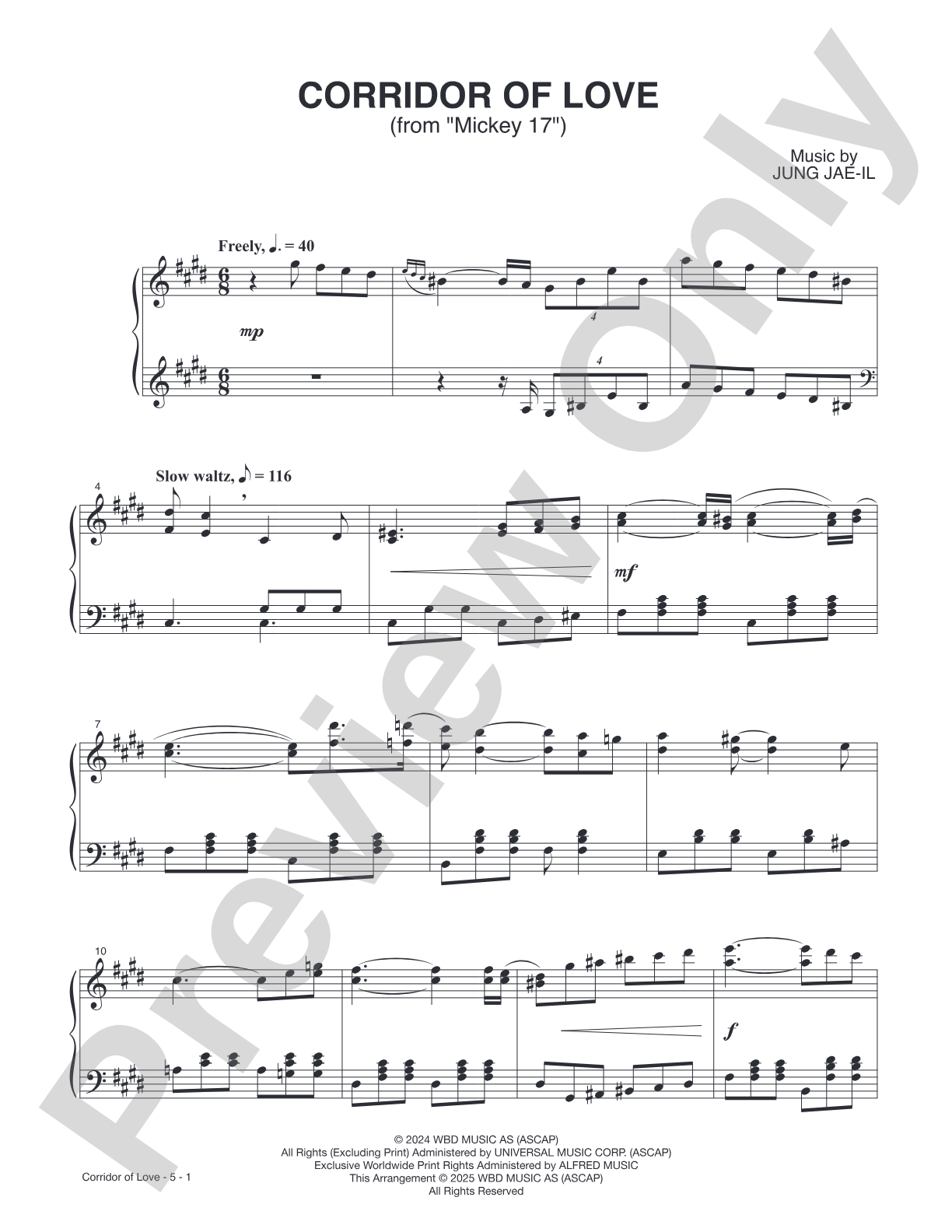 Corridor of Love (from "Mickey 17"): Piano Sheet