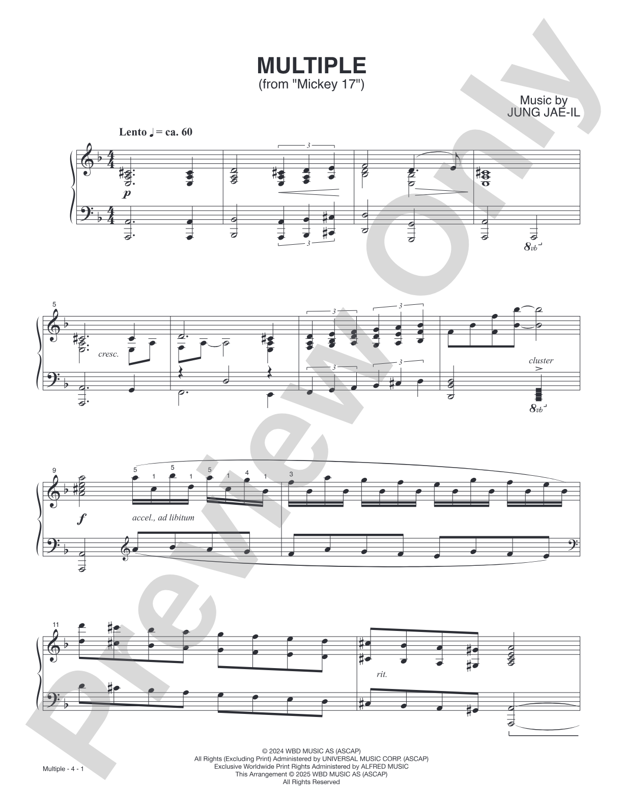 Multiple (from "Mickey 17"): Piano Sheet