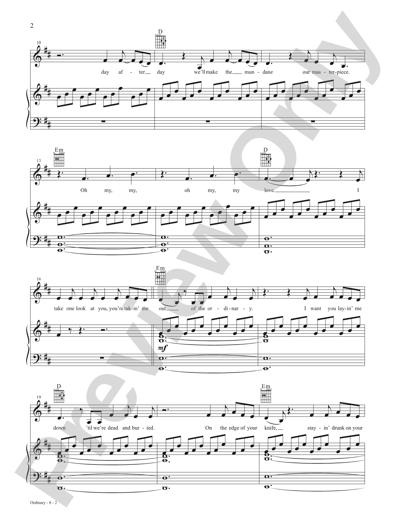 Ordinary (Alex Warren): Piano/Vocal/Guitar | Adam Yaron | Digital