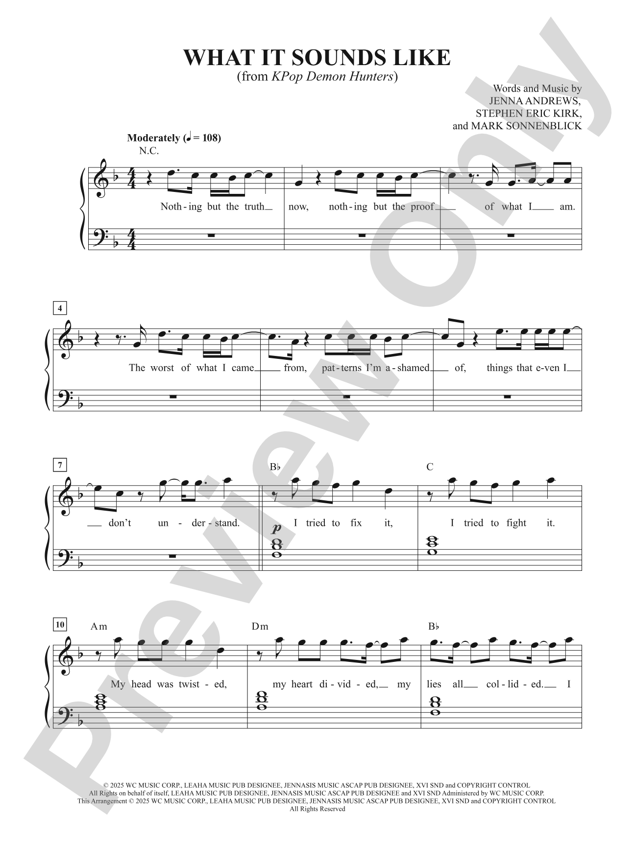 What it Sounds Like from "KPop Demon Hunters": Easy Piano