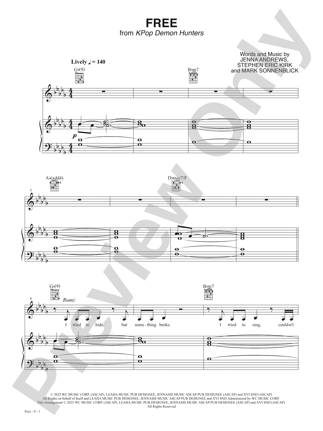 Free from "KPop Demon Hunters": Piano/Vocal/Guitar