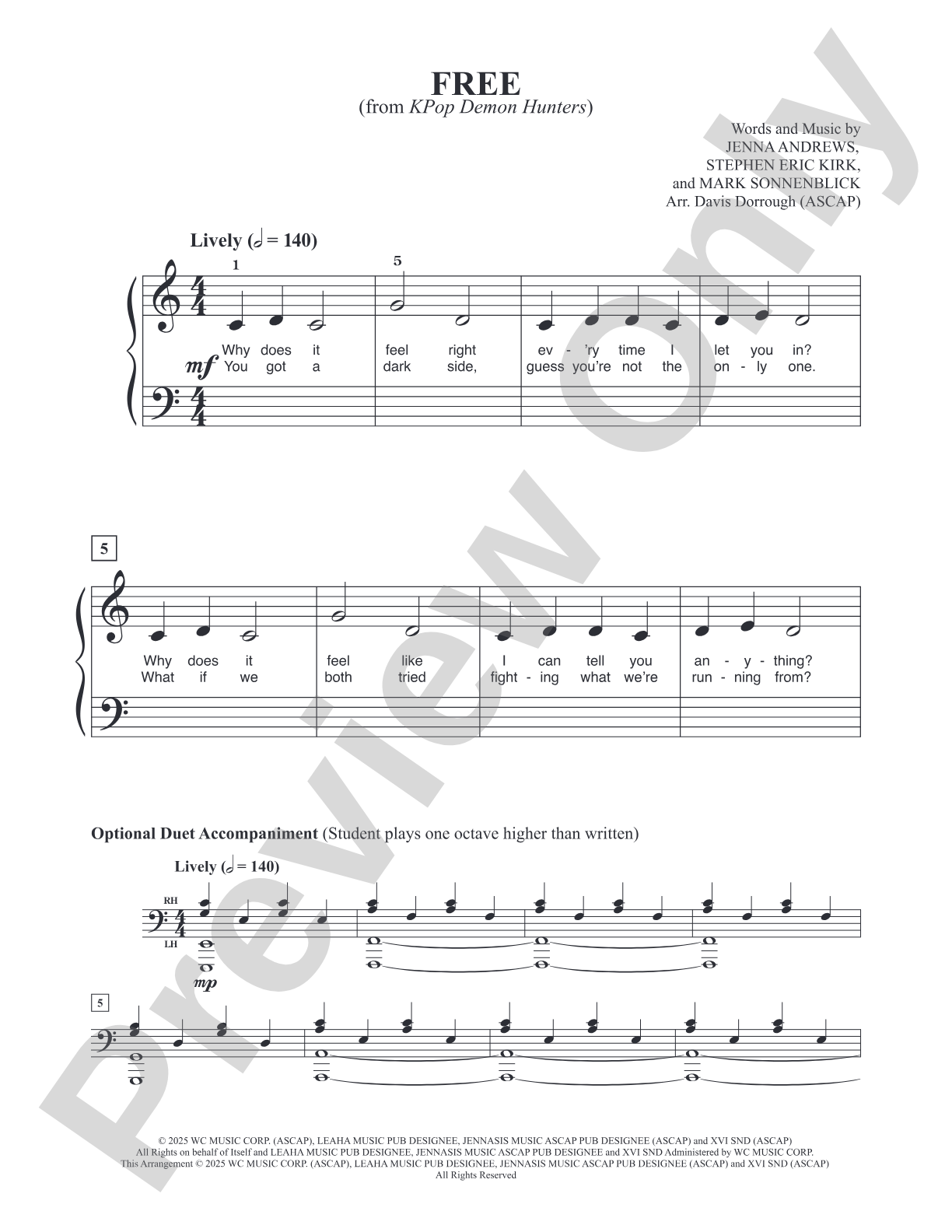 Free (from "KPop Demon Hunters"): Piano/Vocal