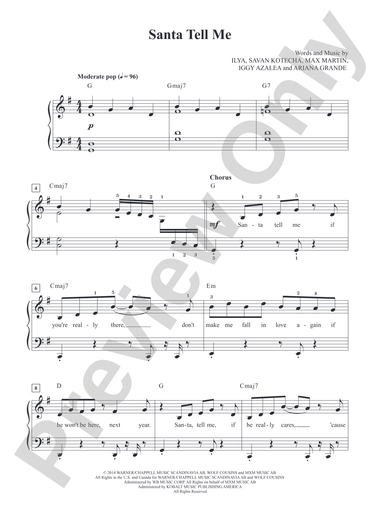 Santa Tell Me (Ariana Grande): Piano/Vocal
