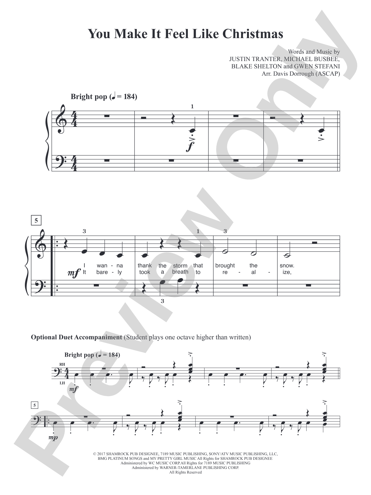 You Make It Feel Like Christmas (Gwen Stefani): Piano/Vocal Sheet with Optional Duet Accompaniment