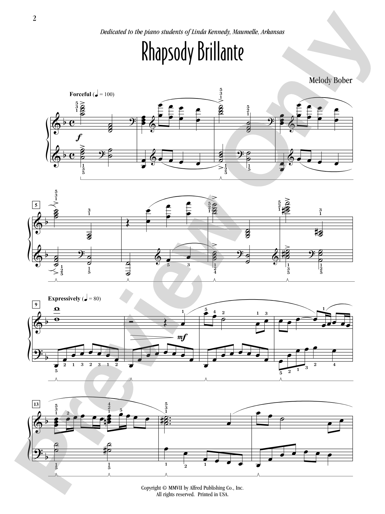 Rhapsody Brillante: Piano