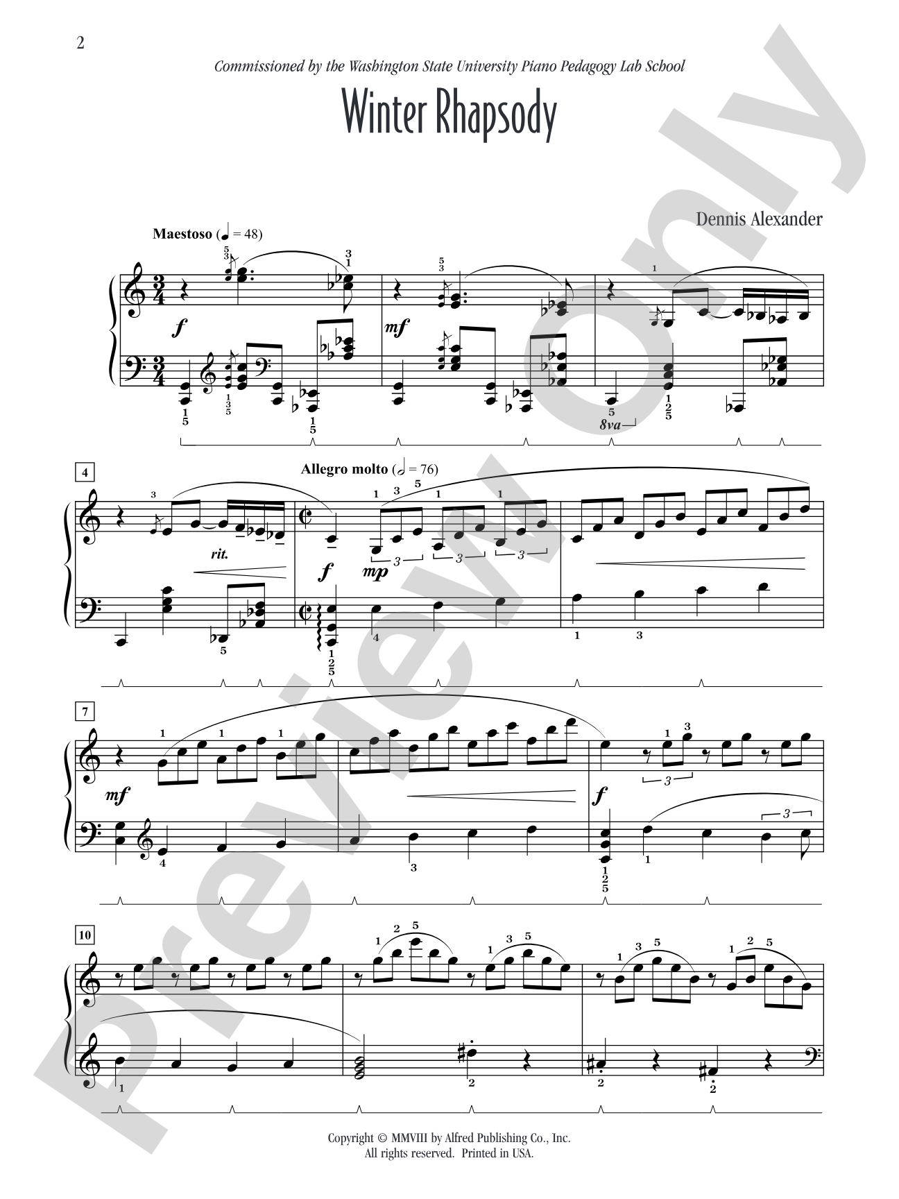 Winter Rhapsody: Piano
