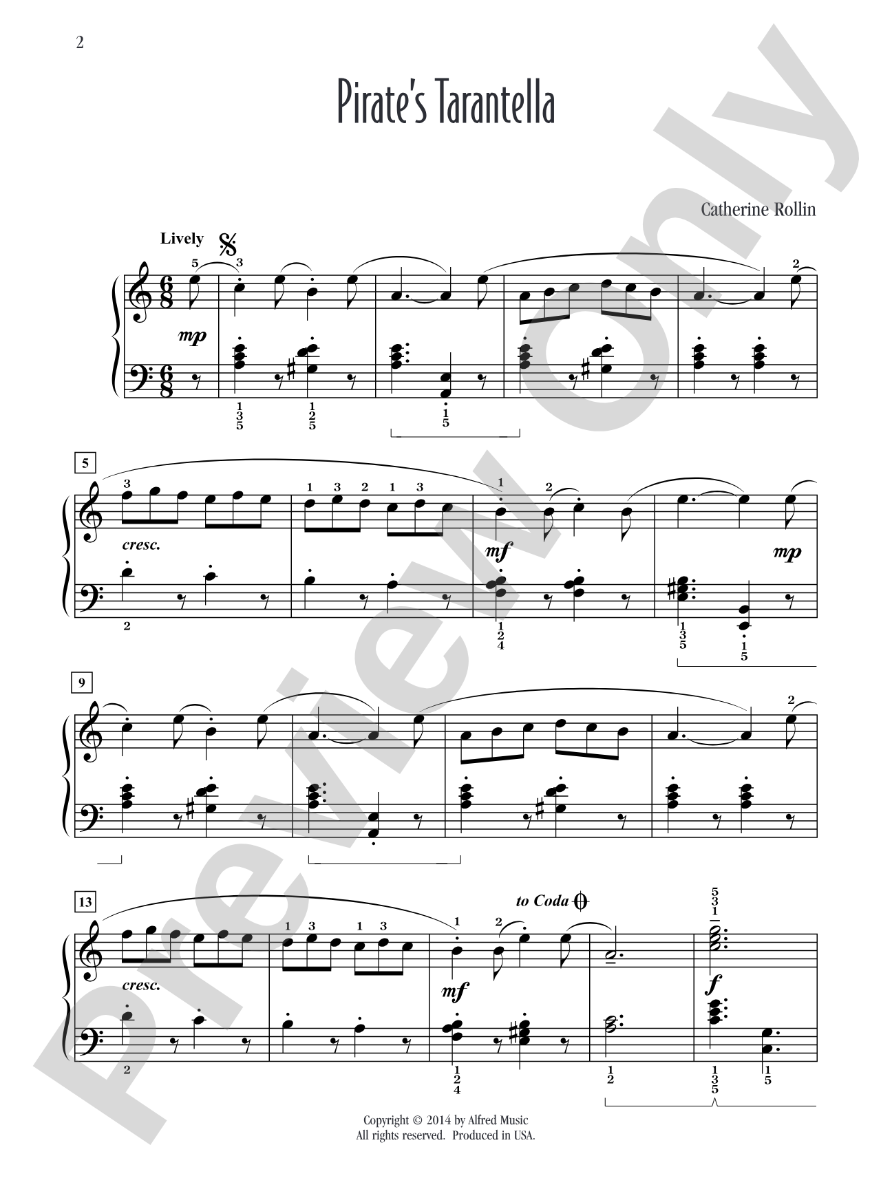 Pirate's Tarantella: Piano