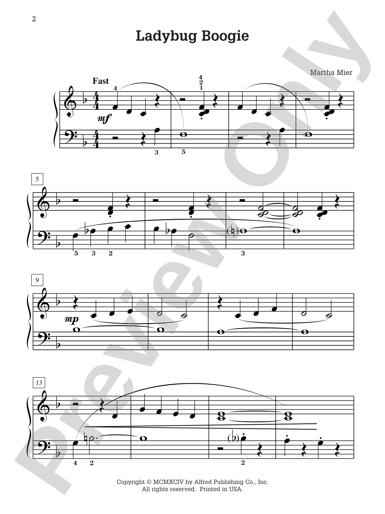 Ladybug Boogie: Piano