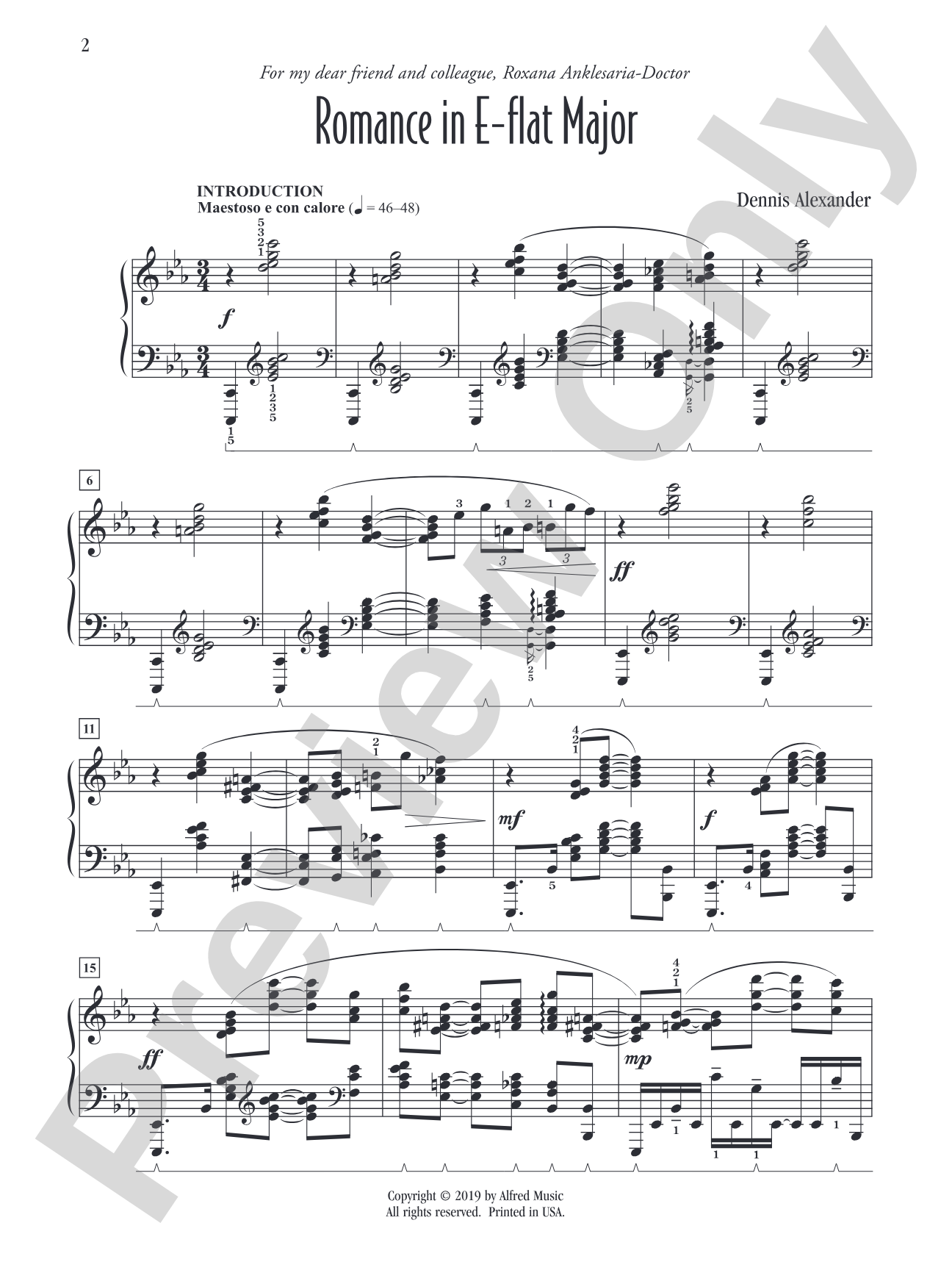 Romance in E-flat Major: Piano