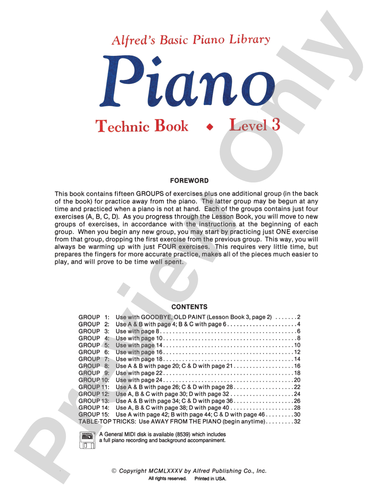 Alfred's Basic Piano Library: Technic Book 3: Piano
