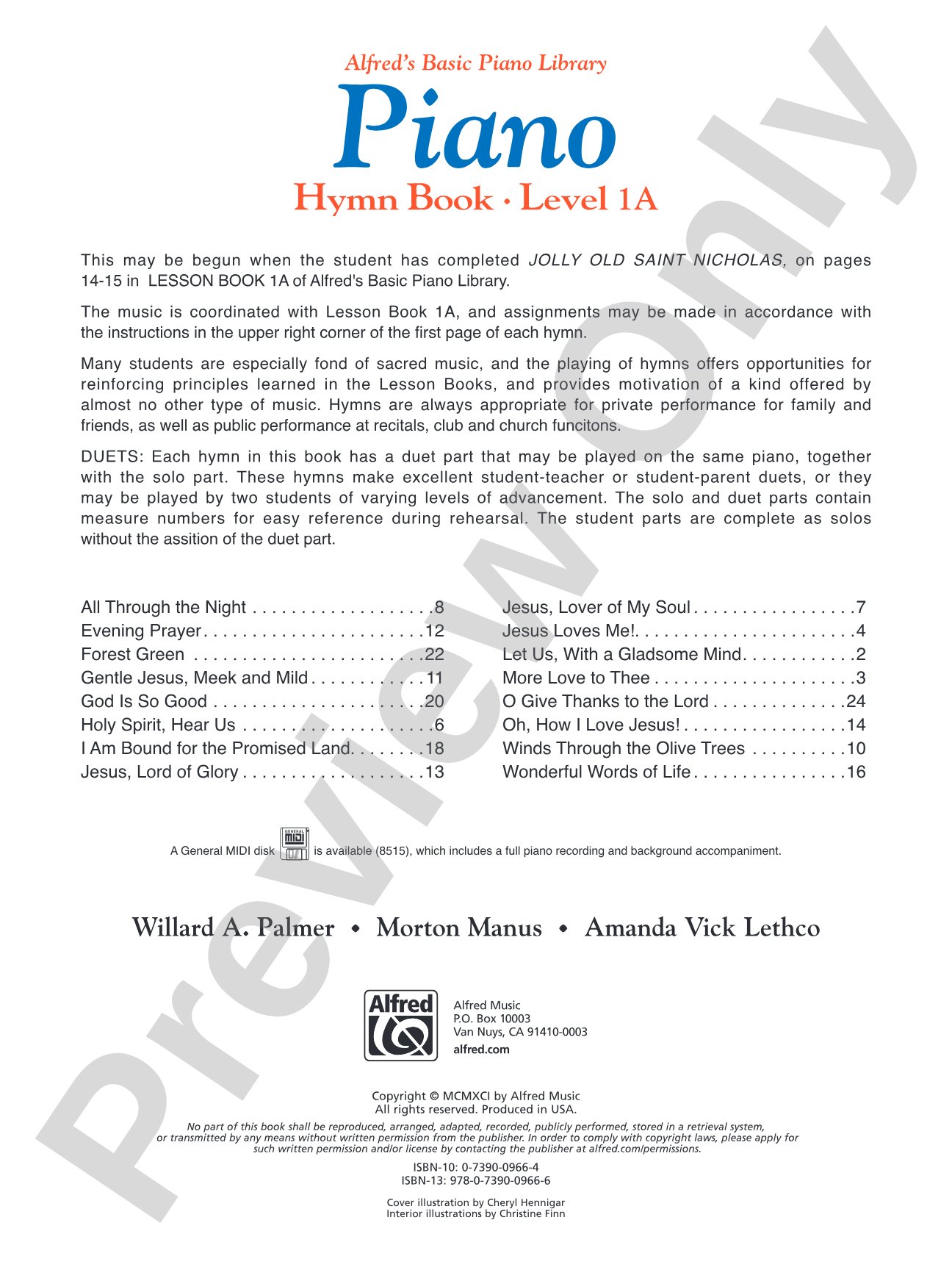 Alfred's Basic Piano Library: Hymn Book 1A: Piano