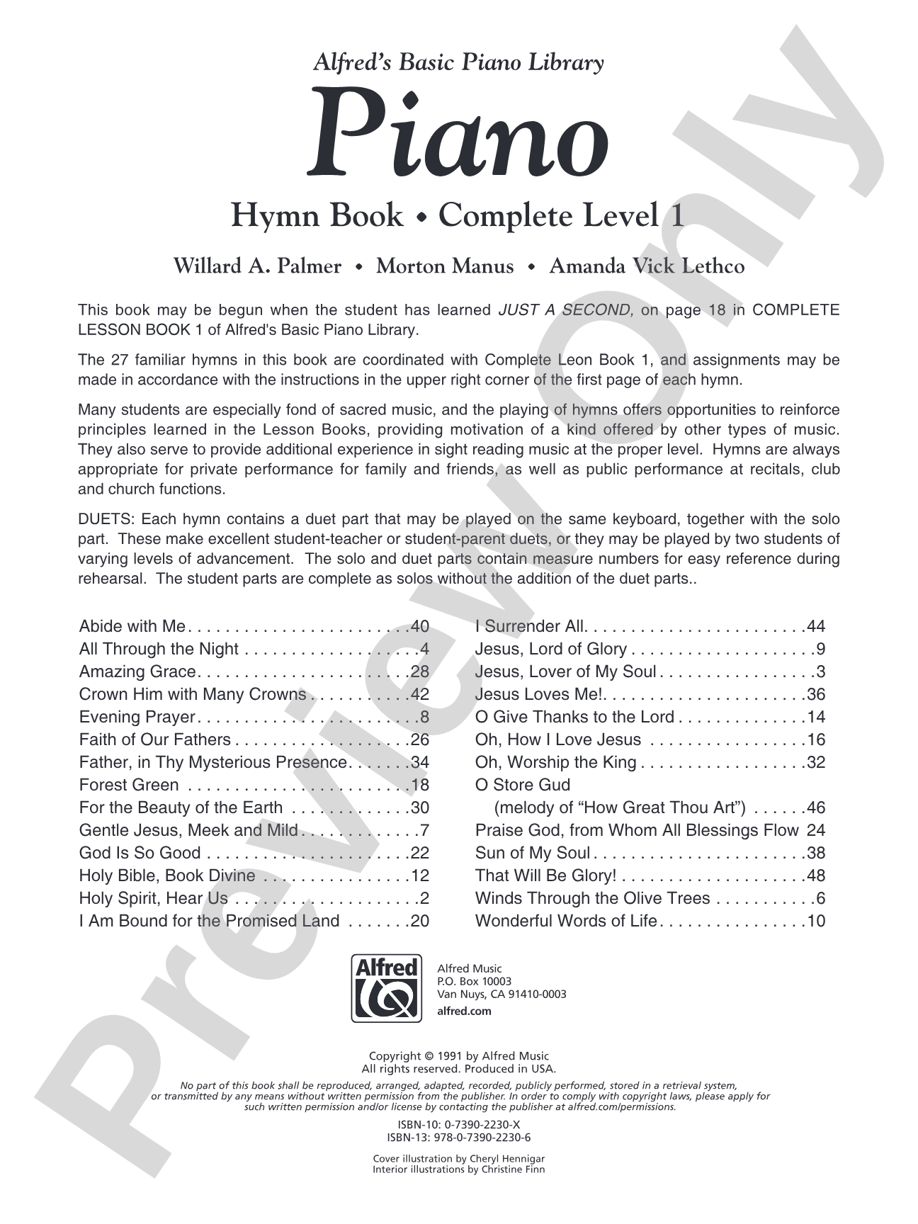 Alfred's Basic Piano Library: Hymn Book Complete 1 (1A/1B): For the Later Beginner: Piano