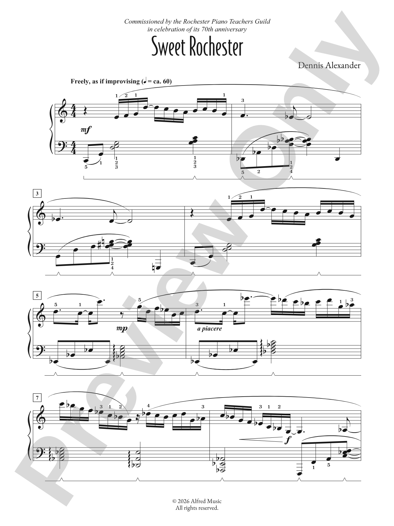 Sweet Rochester: Piano