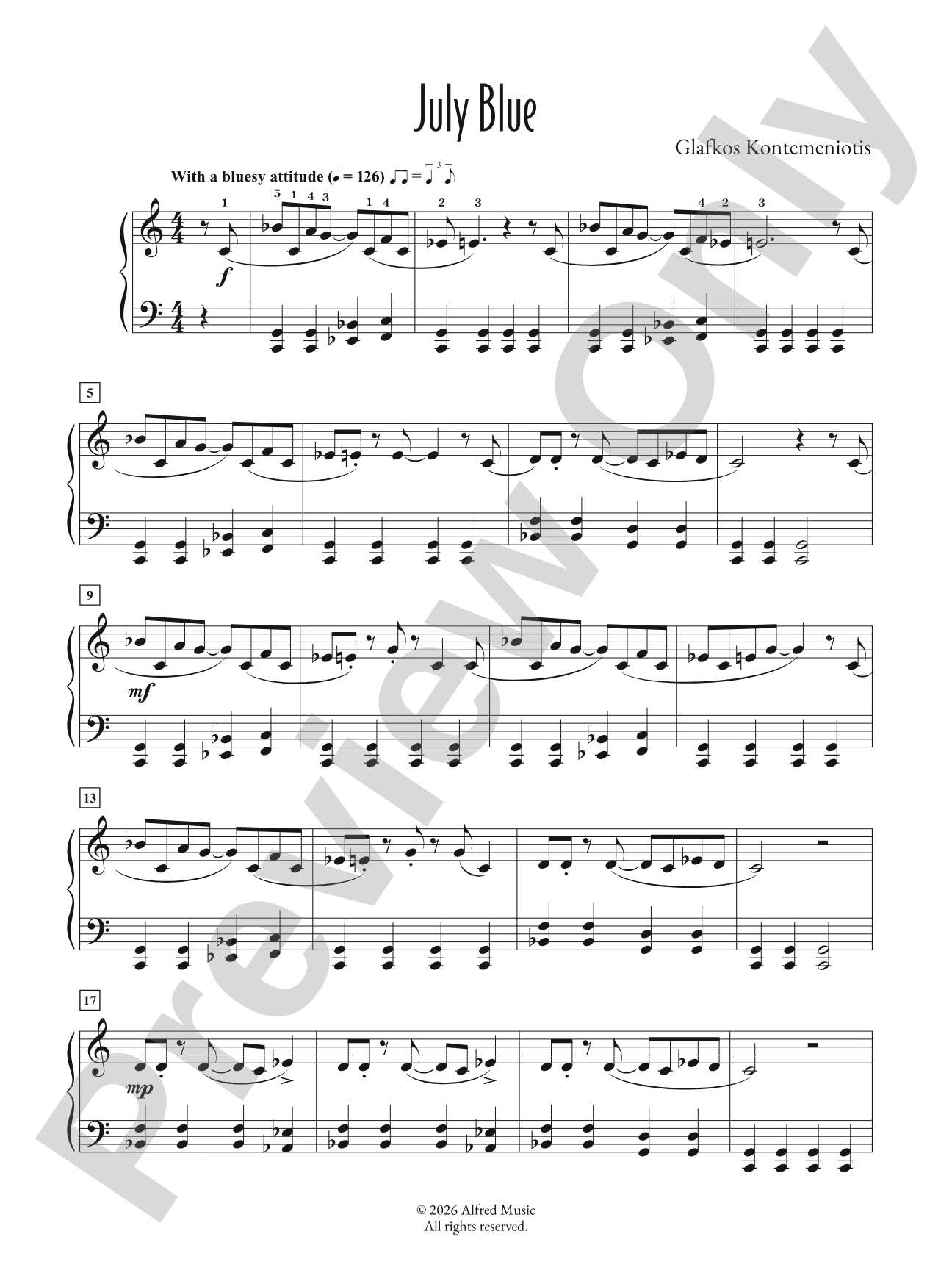 July Blue: Piano