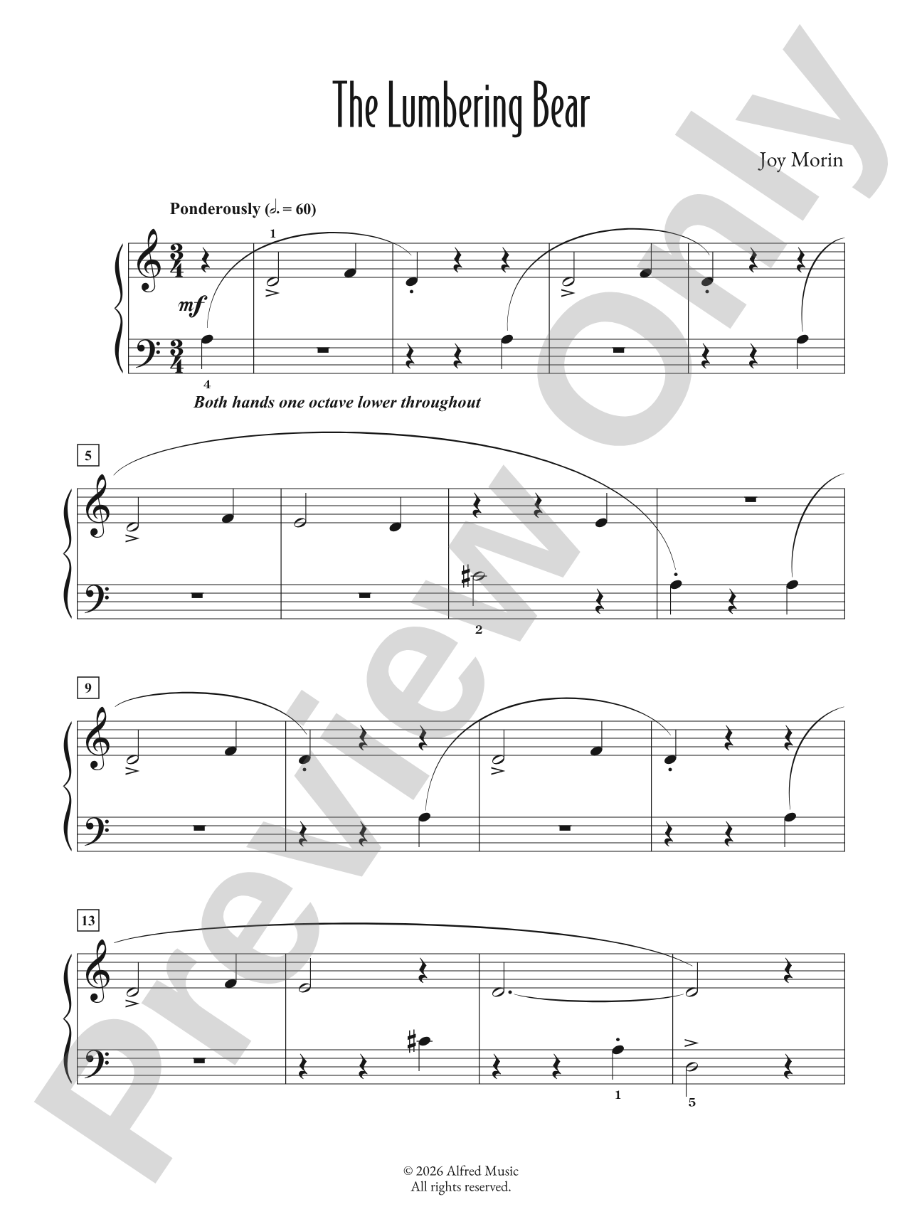 The Lumbering Bear: Piano