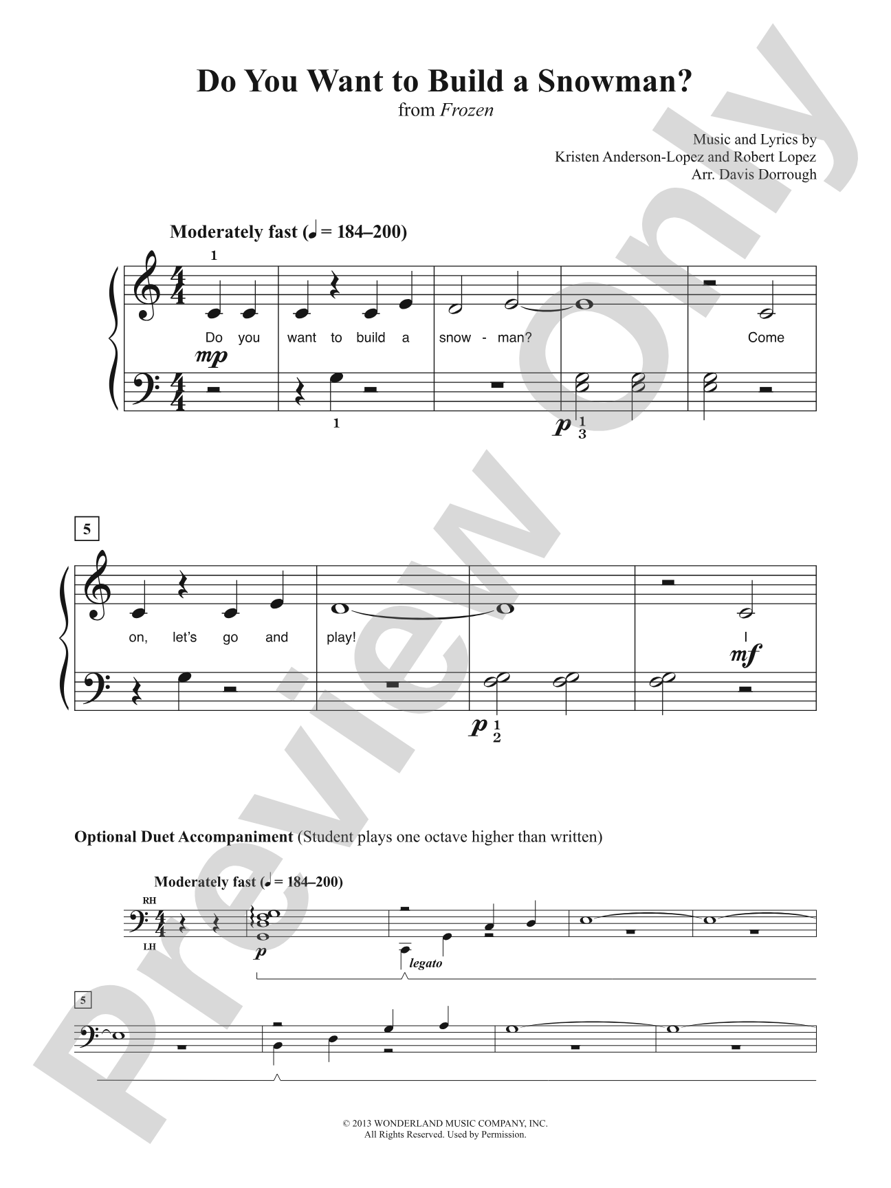 Do You Want to Build a Snowman? (from <i>Frozen</i>): Piano/Vocal