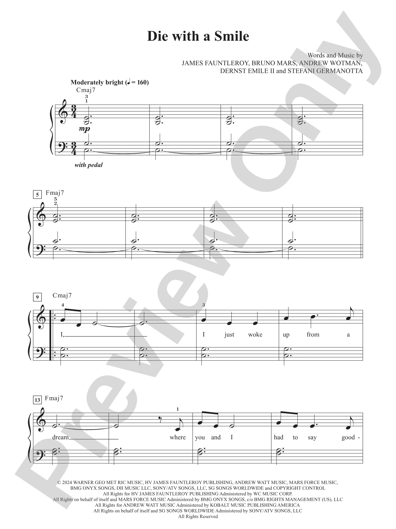 Die with a Smile: Piano