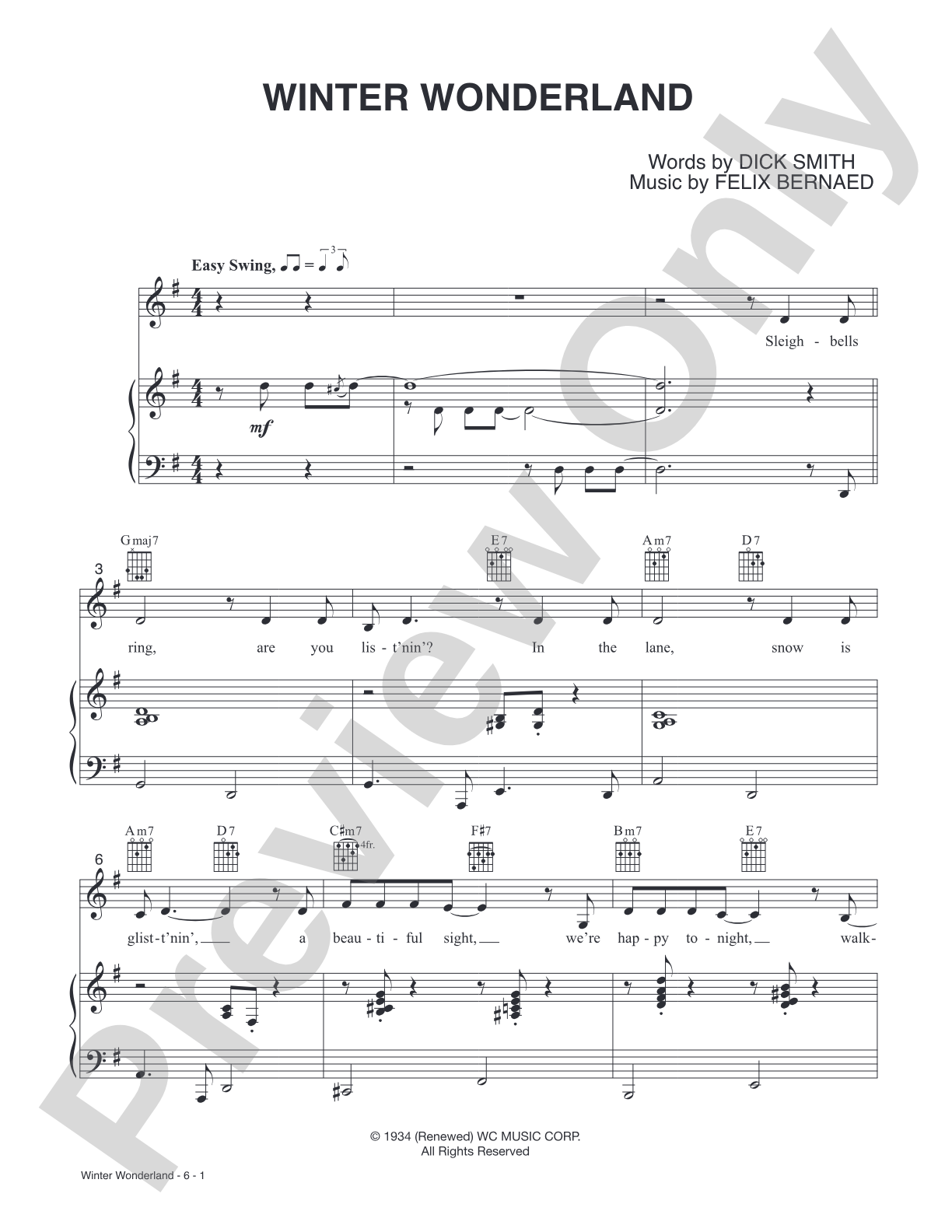 Winter Wonderland: Piano/Vocal/Guitar