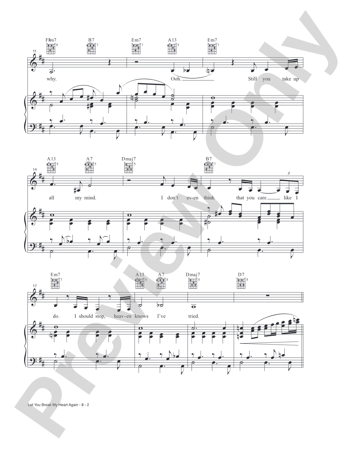Let You Break My Heart Again: Piano/Vocal/Guitar