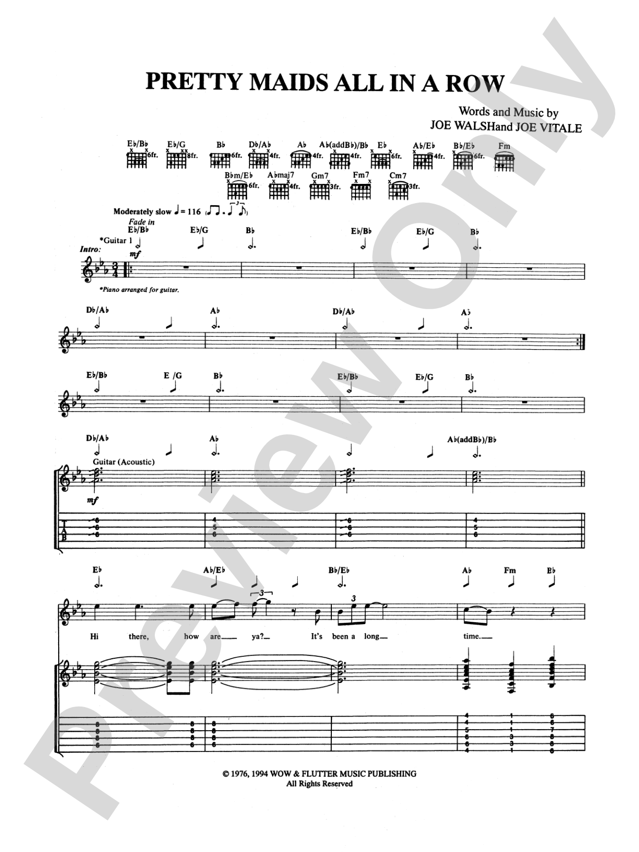 Pretty Maids All In A Row: Authentic Guitar TAB