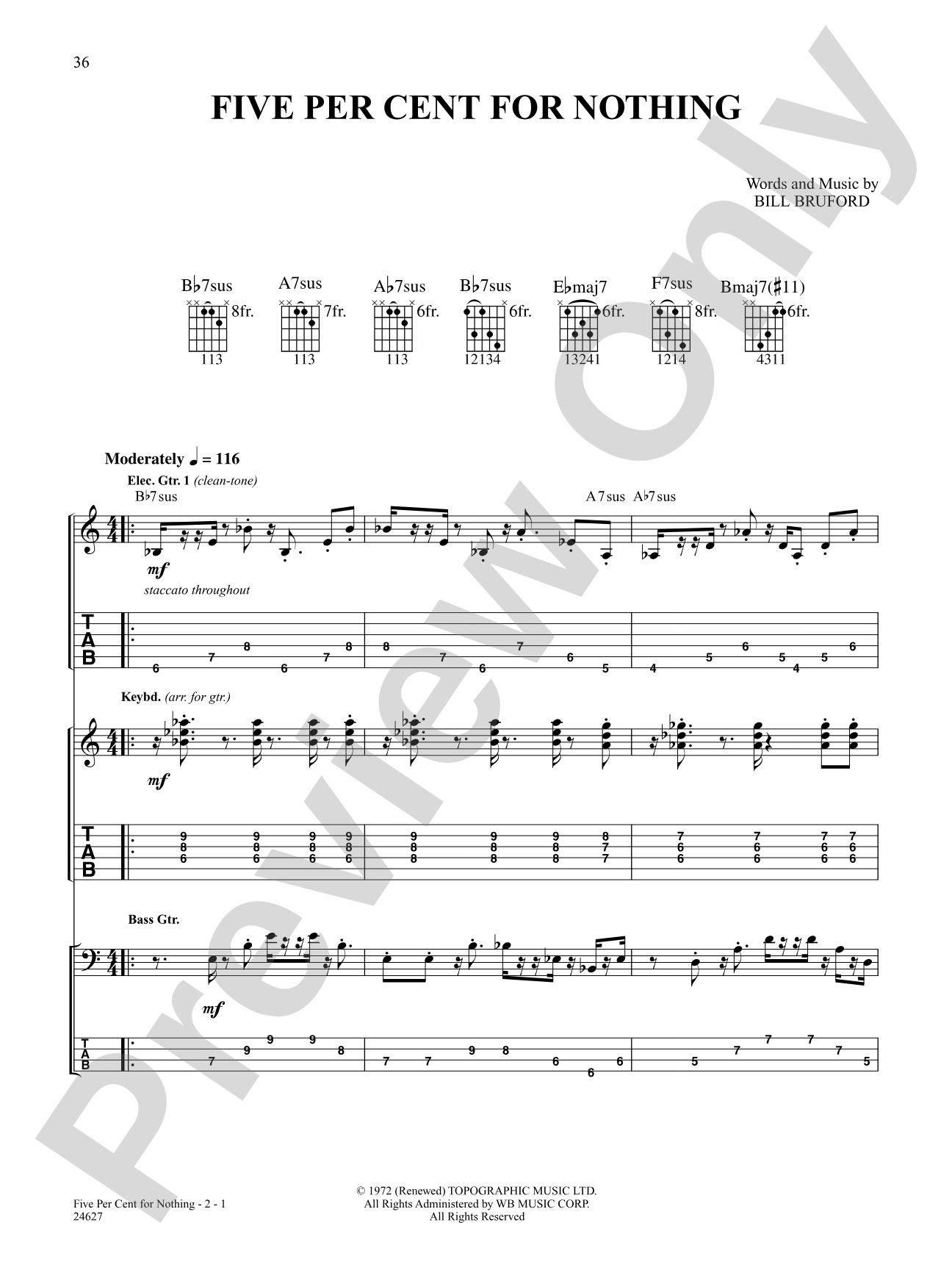Five Per Cent For Nothing: Authentic Guitar TAB