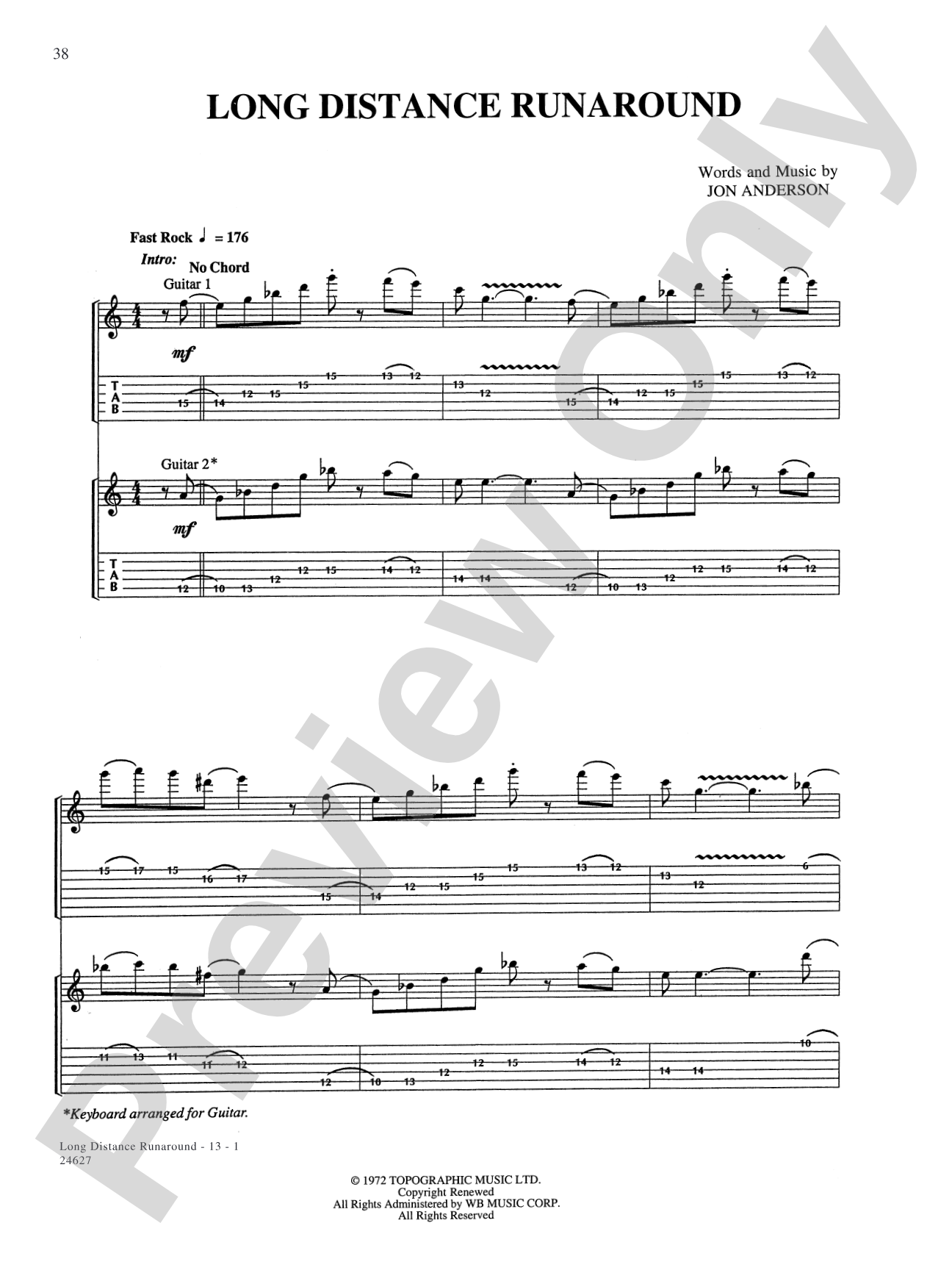 Long Distance Runaround: Authentic Guitar TAB