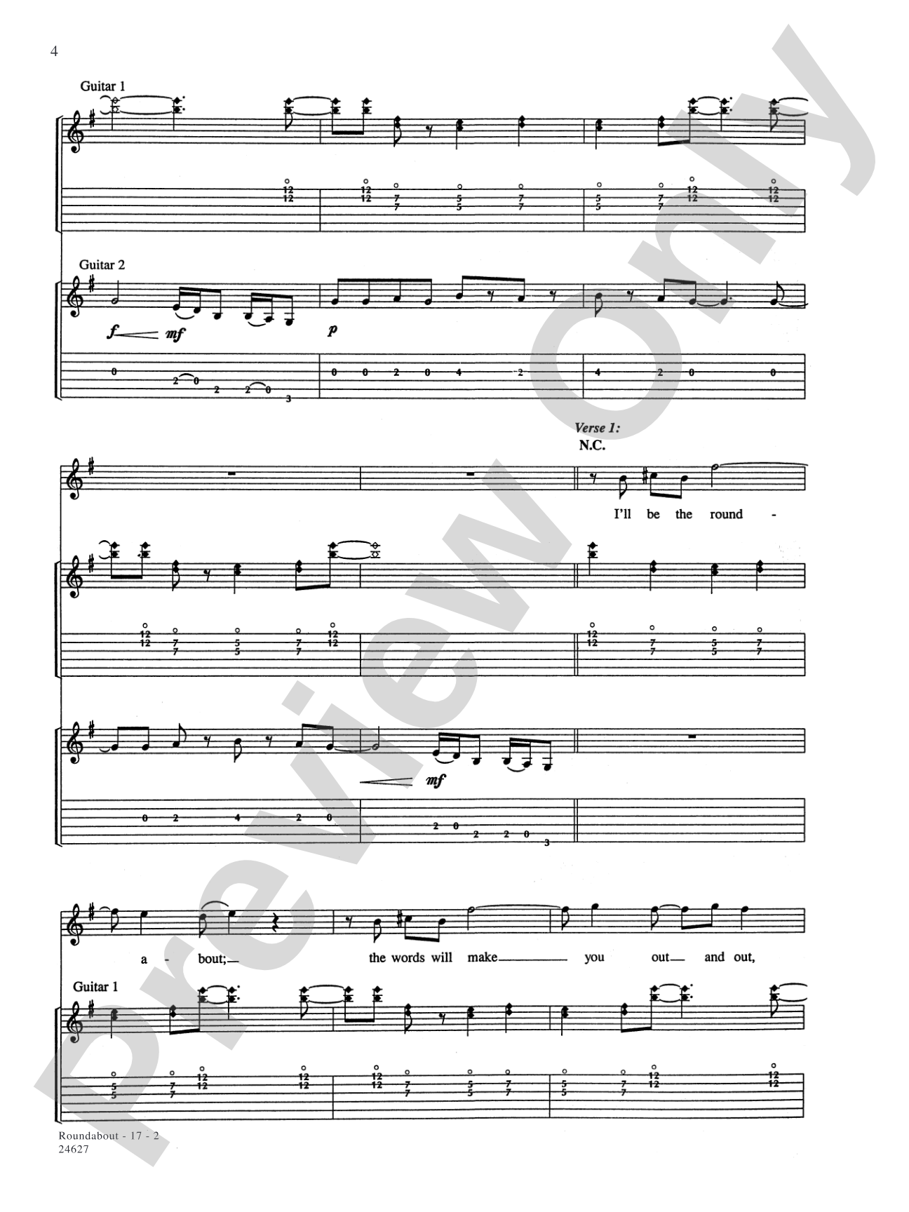 Roundabout: Authentic Guitar TAB