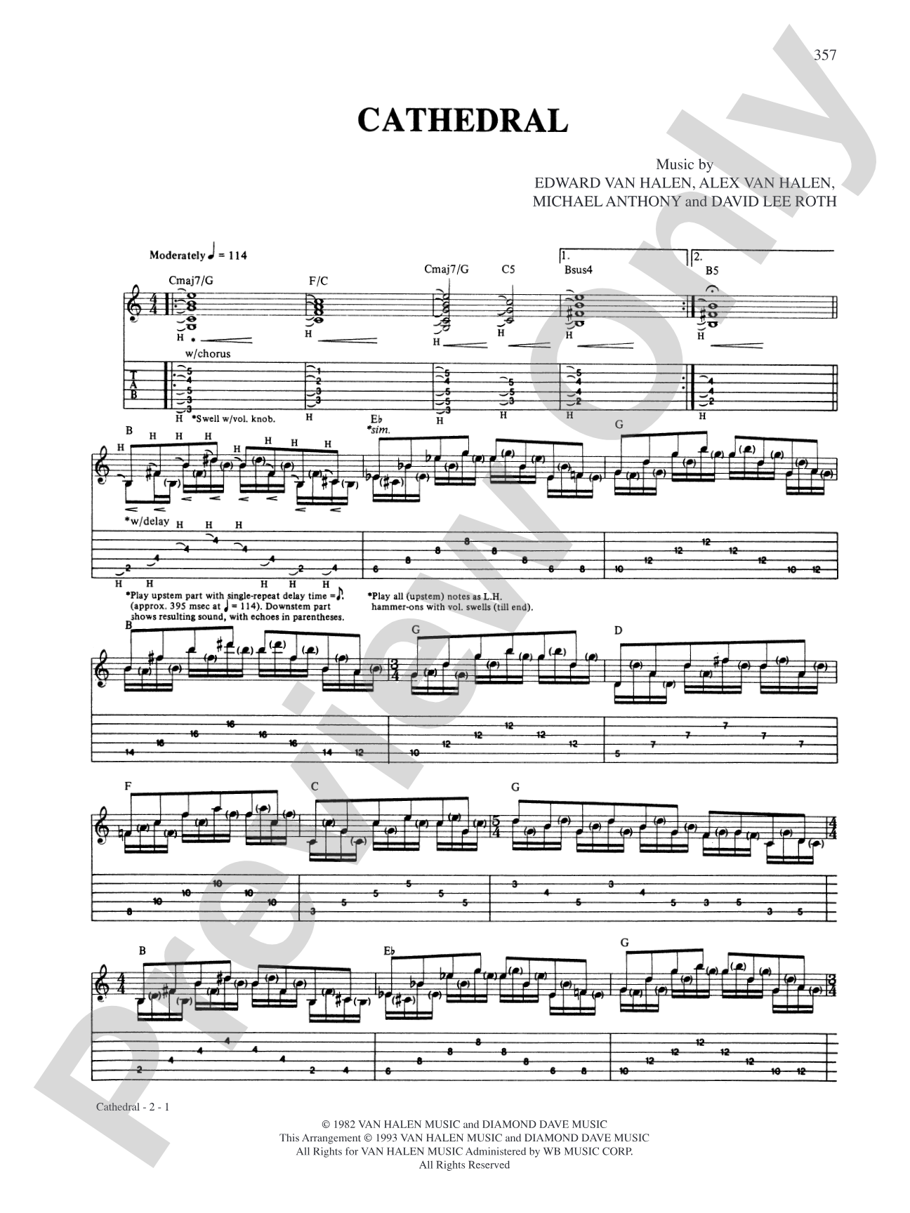 Cathedral: Authentic Guitar TAB