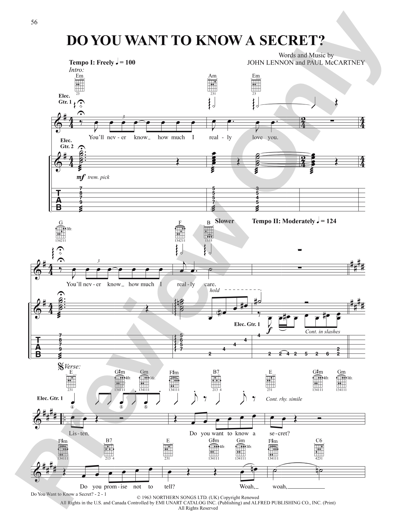 Do You Want To Know A Secret?: Authentic Guitar TAB